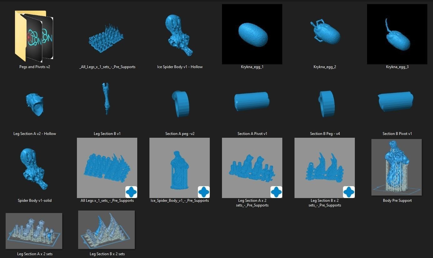 Krykna Spider Articulation figure with eggs 3D print model_9