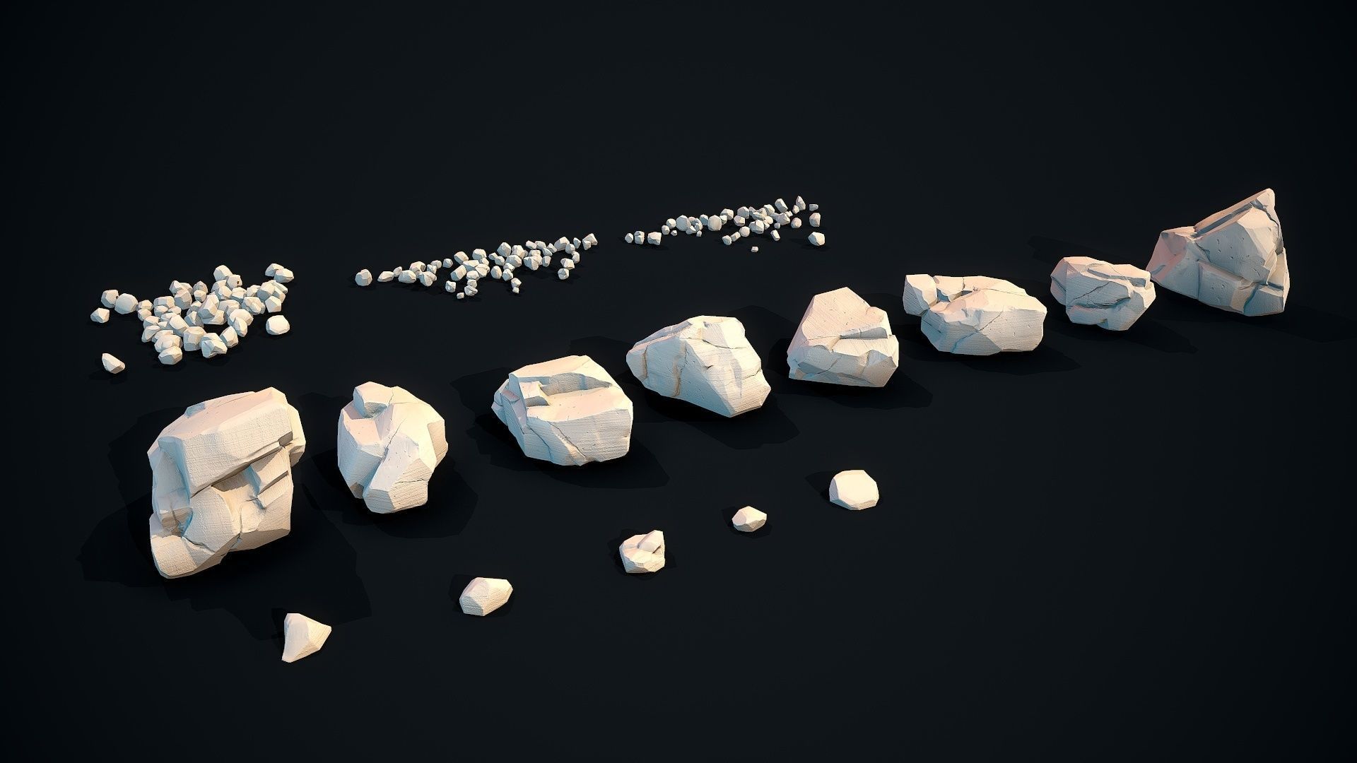 Stylized Gray Stone Small PBR  Low-poly 3D model_6