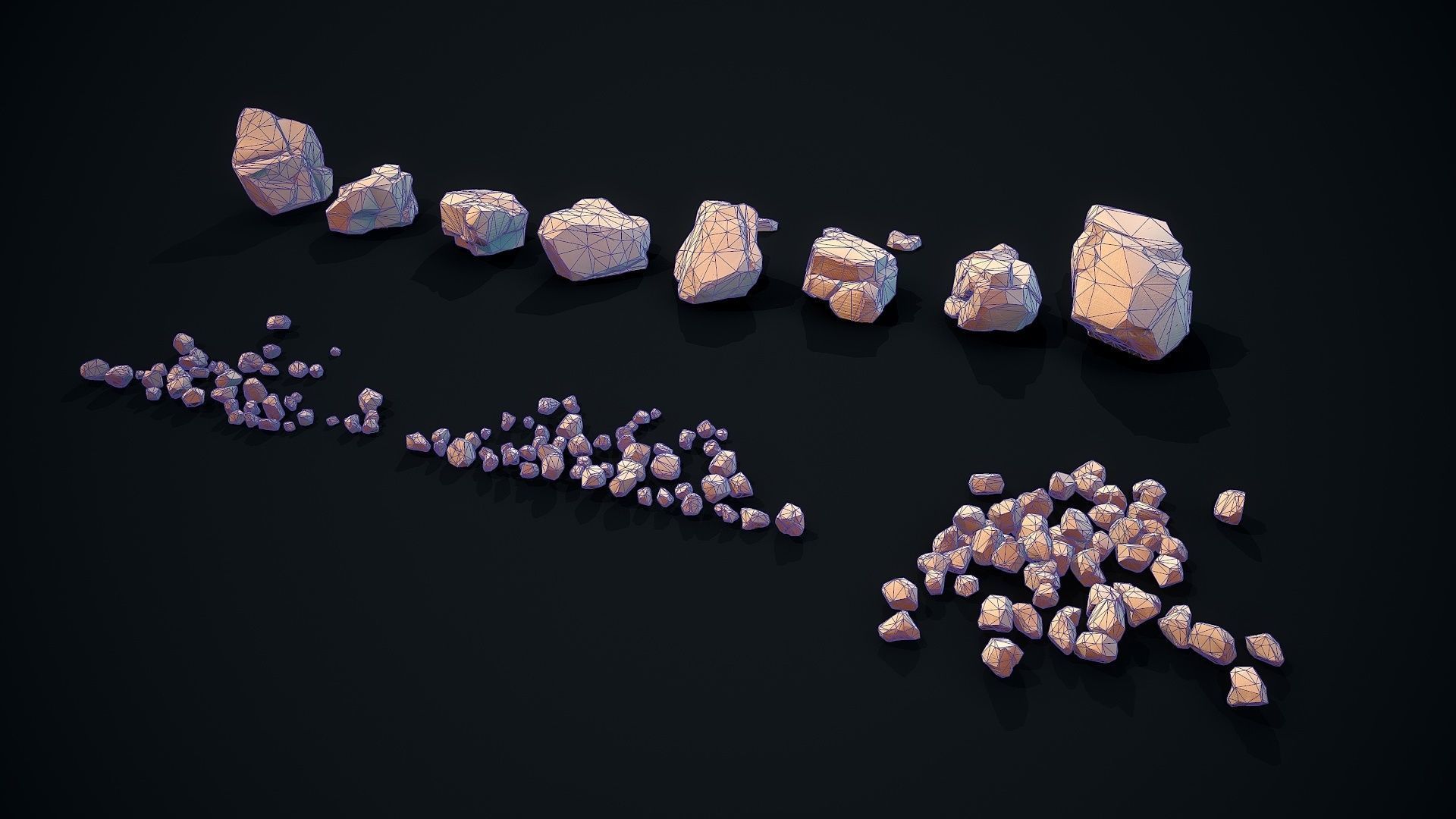 Stylized Gray Stone Small PBR  Low-poly 3D model_8