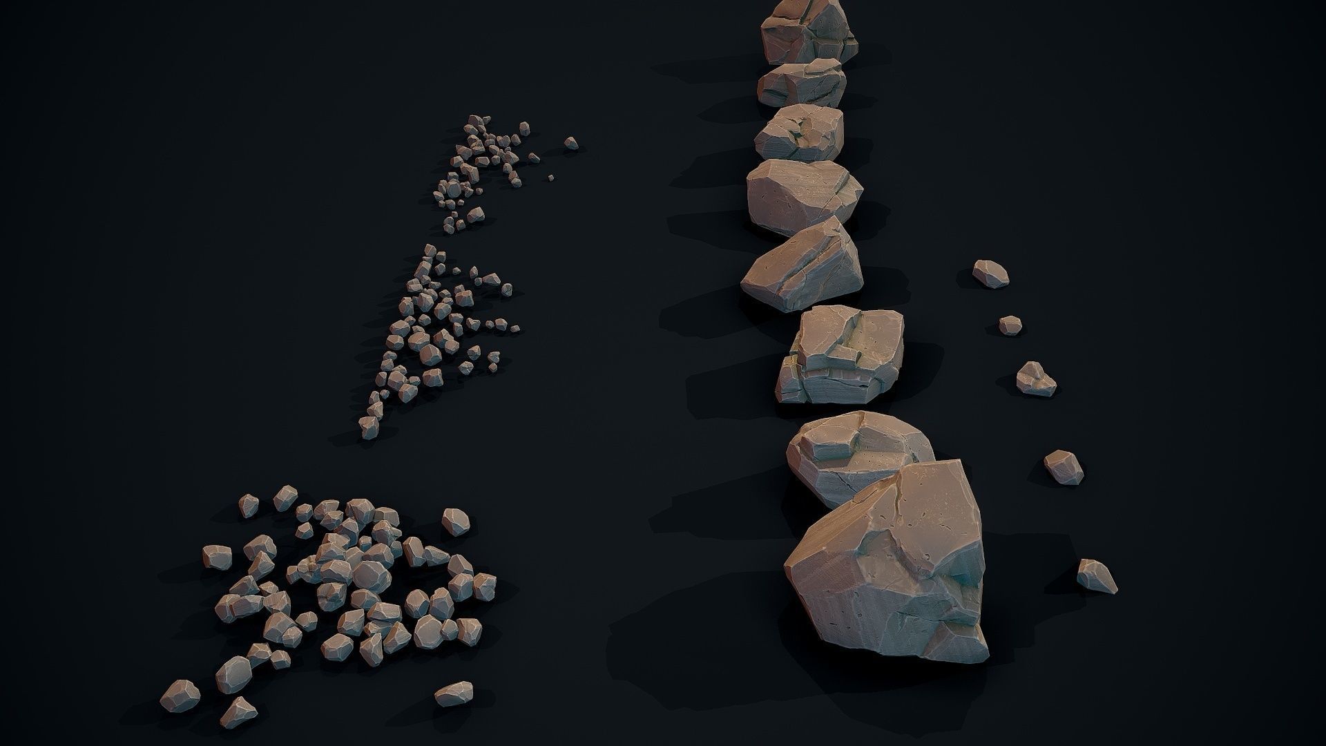 Stylized Gray Stone Small PBR  Low-poly 3D model_4