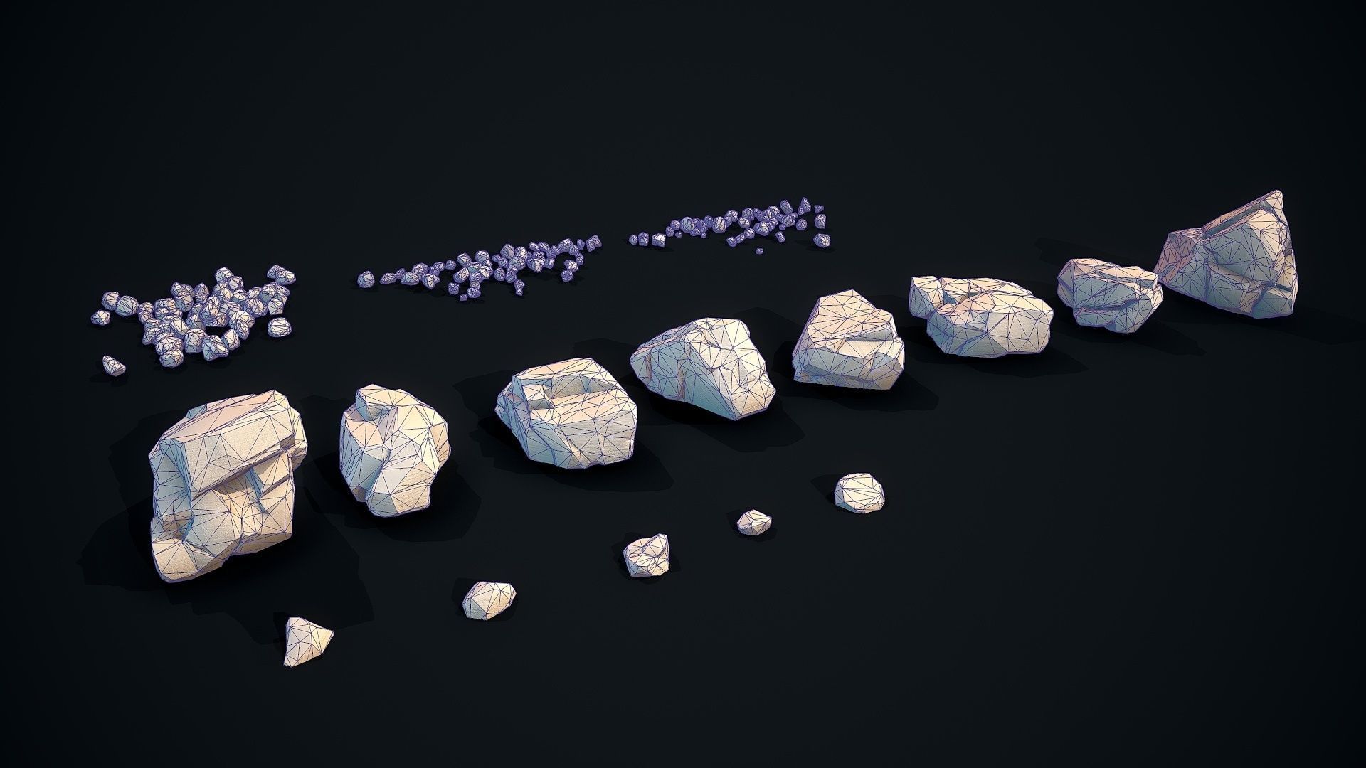 Stylized Gray Stone Small PBR  Low-poly 3D model_7