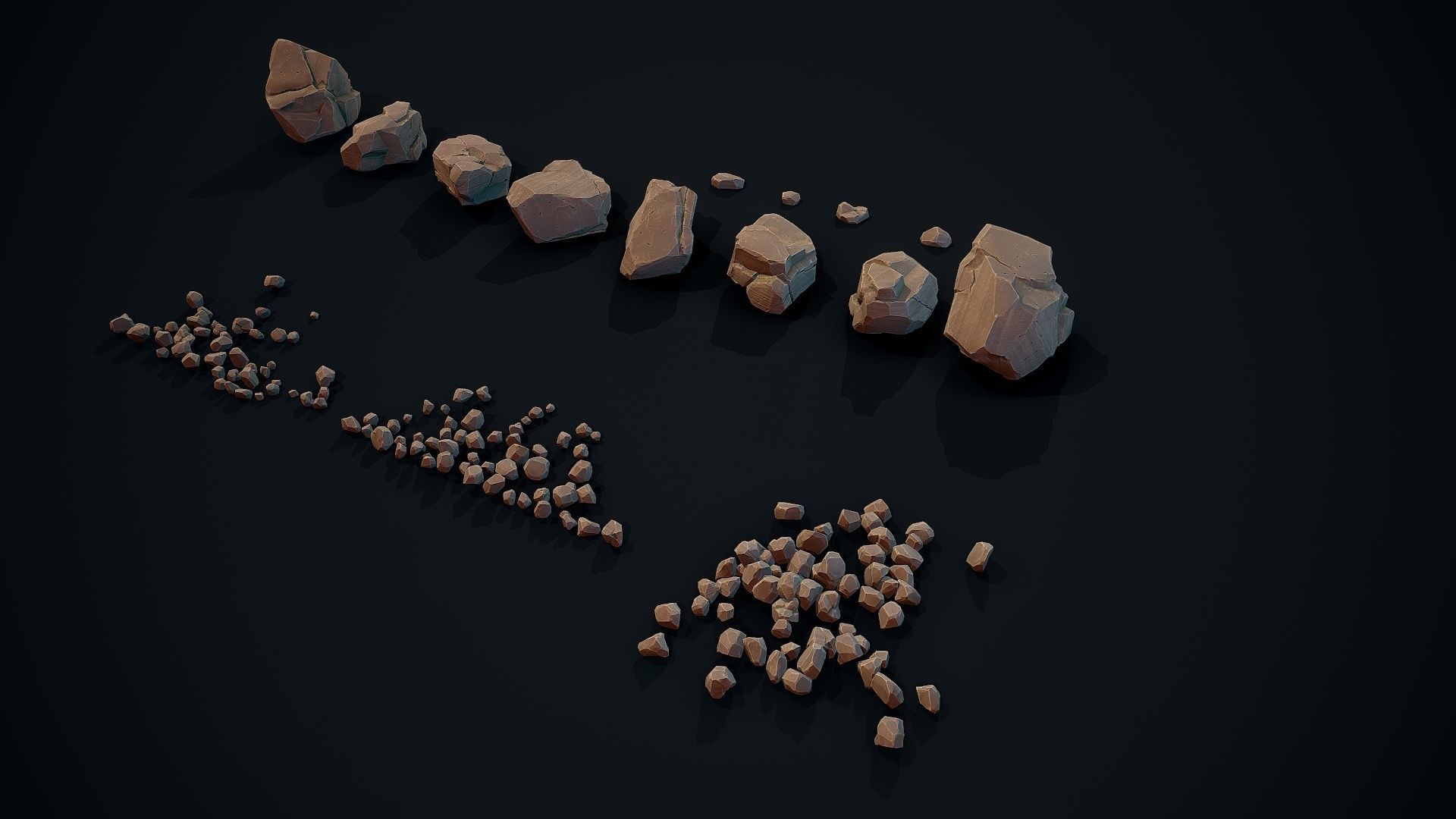 Stylized Gray Stone Small PBR  Low-poly 3D model_3
