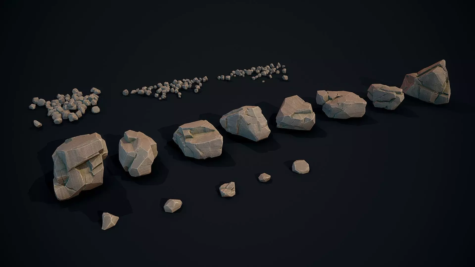 Stylized Gray Stone Small PBR  Low-poly 3D model_0