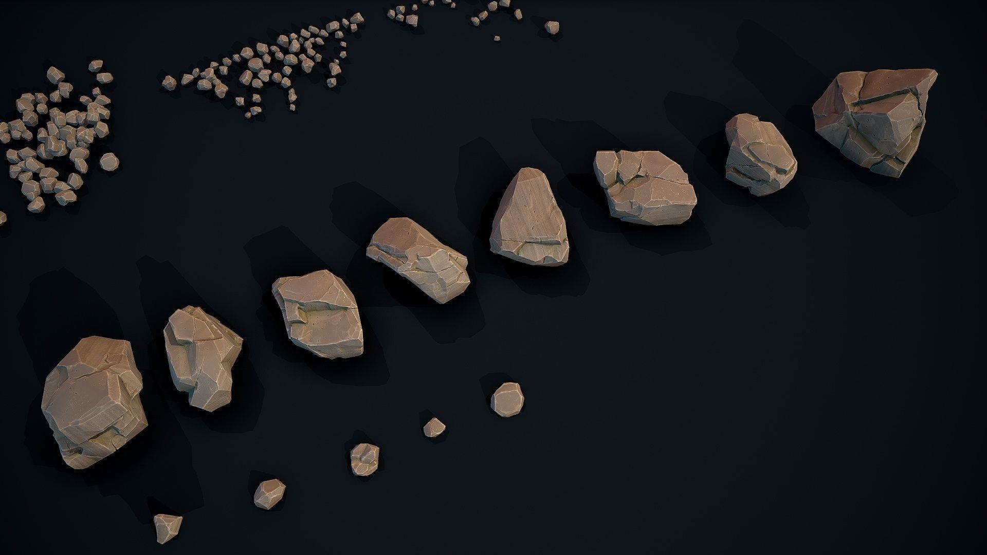 Stylized Gray Stone Small PBR  Low-poly 3D model_1