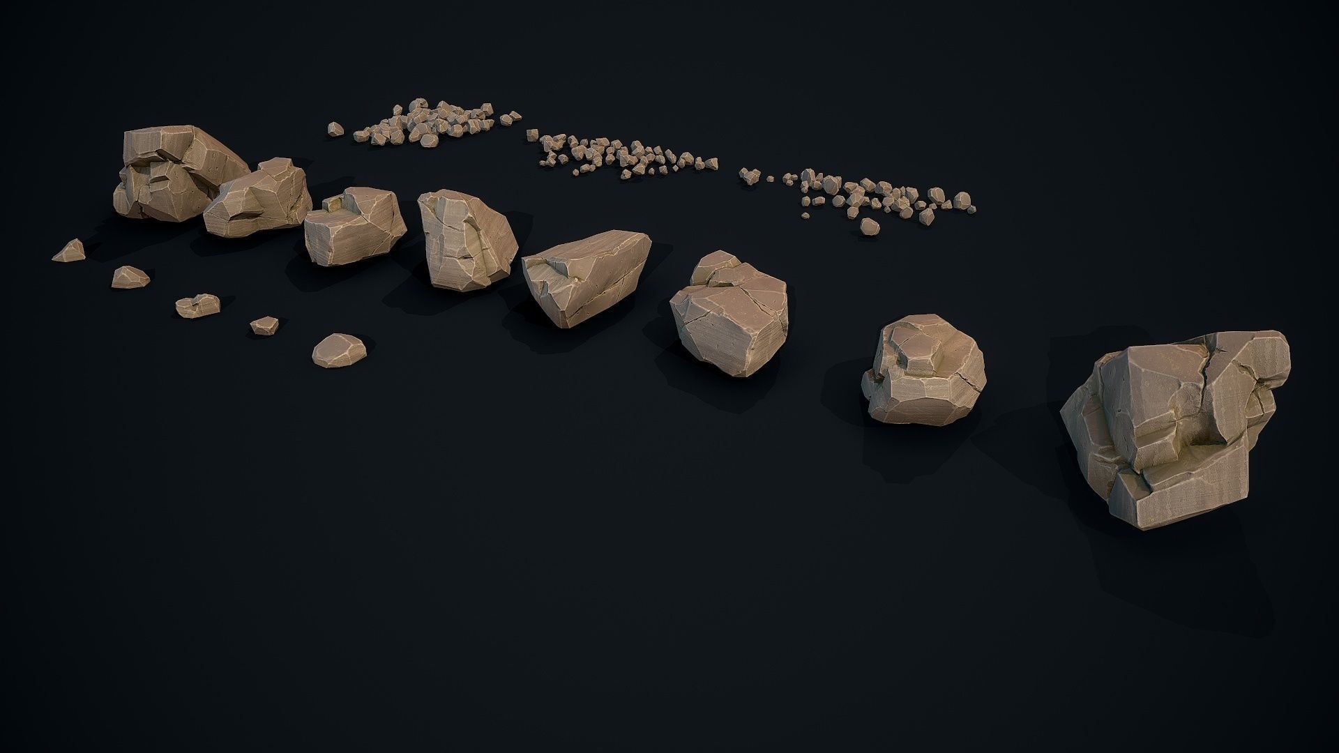 Stylized Gray Stone Small PBR  Low-poly 3D model_2