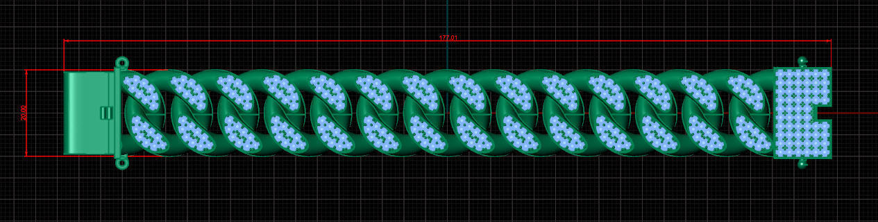 Man Chain Braceleted 18k gold with Diamonds 3D print model_2