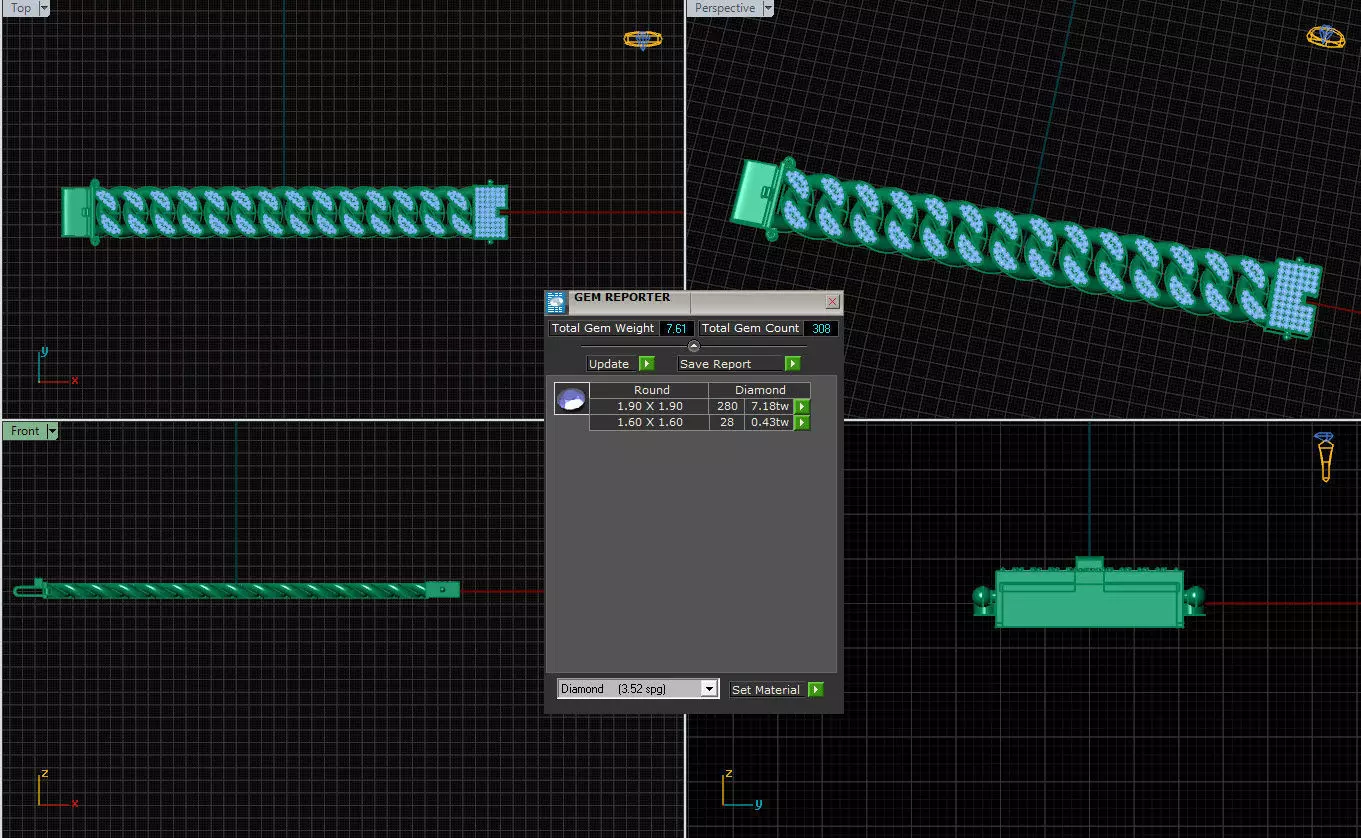 Man Chain Braceleted 18k gold with Diamonds 3D print model_0