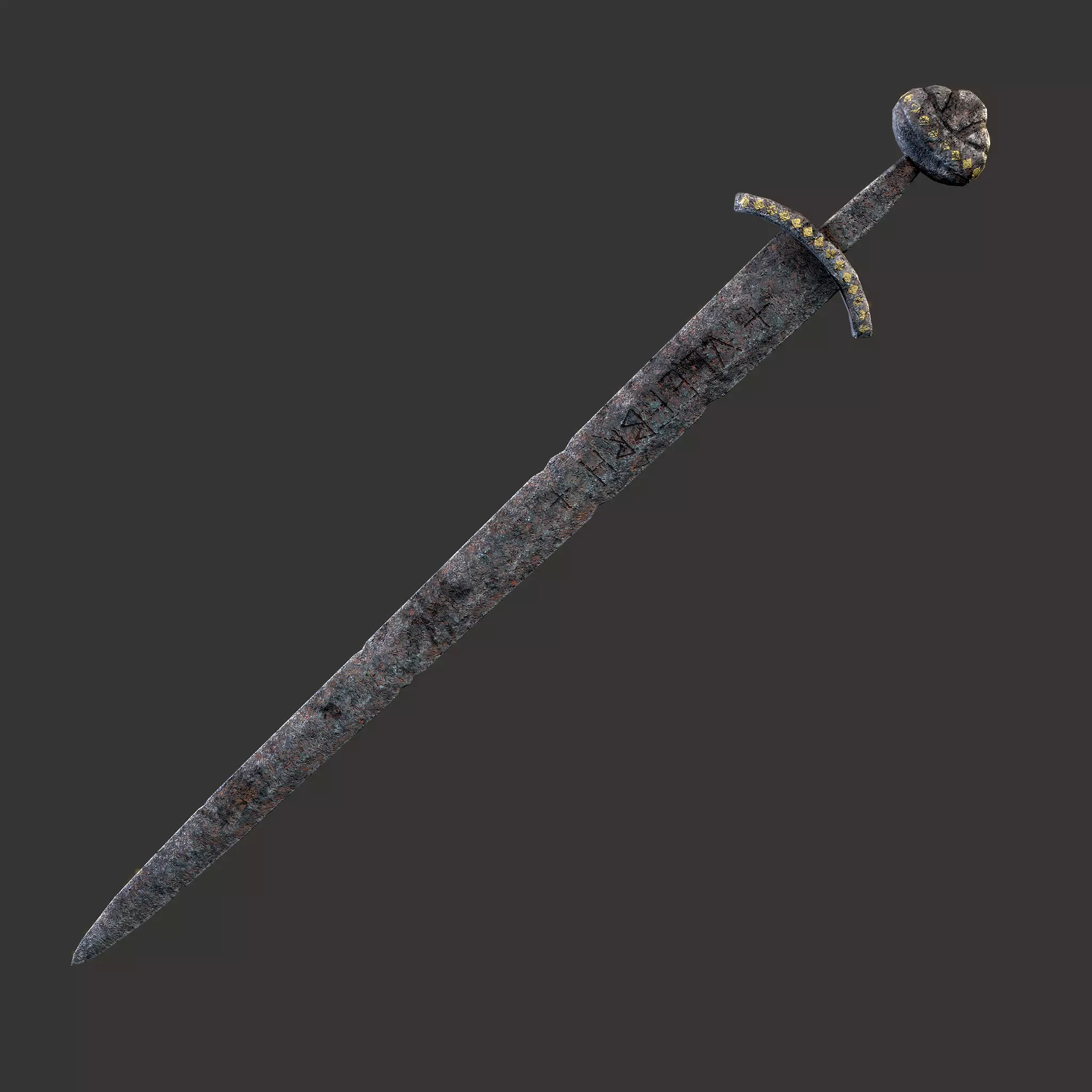 Anglo Saxon Sword  Low-poly 3D model_0
