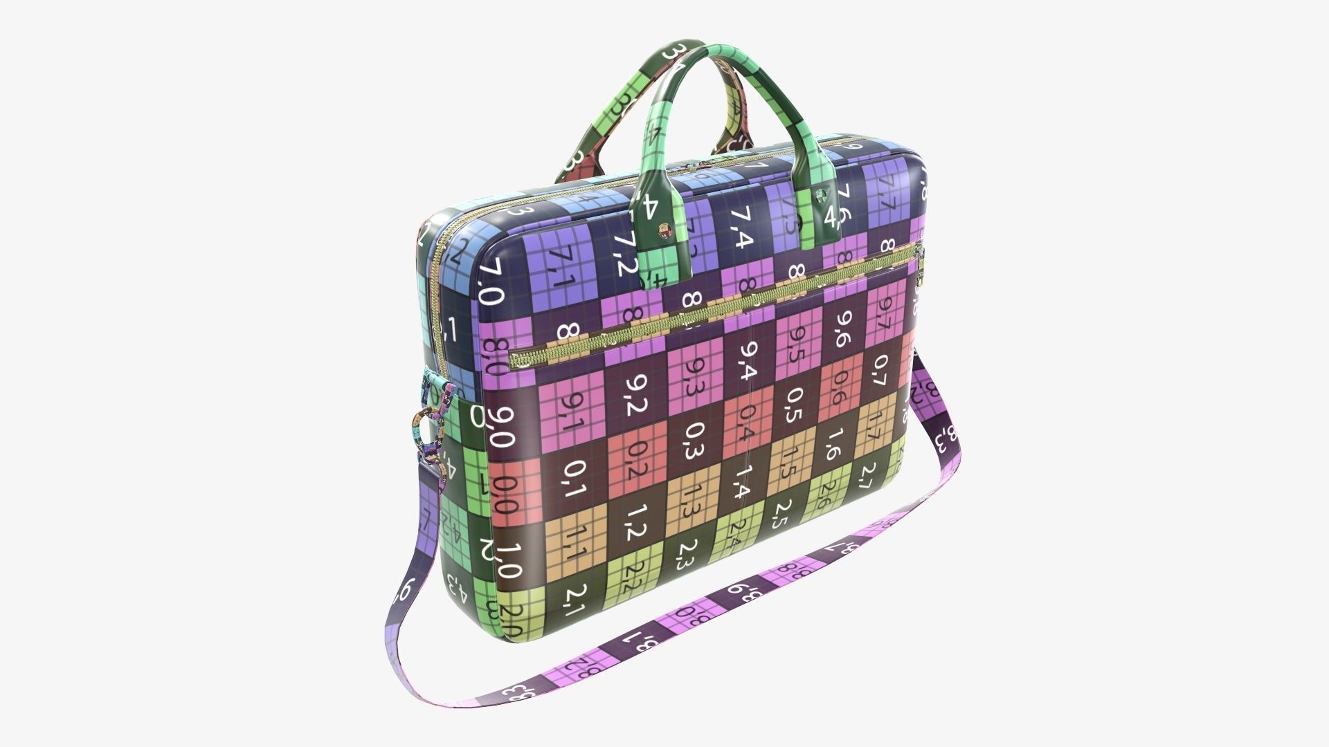 Leather laptop briefcase shoulder bag travel handbag 01 3D model_12