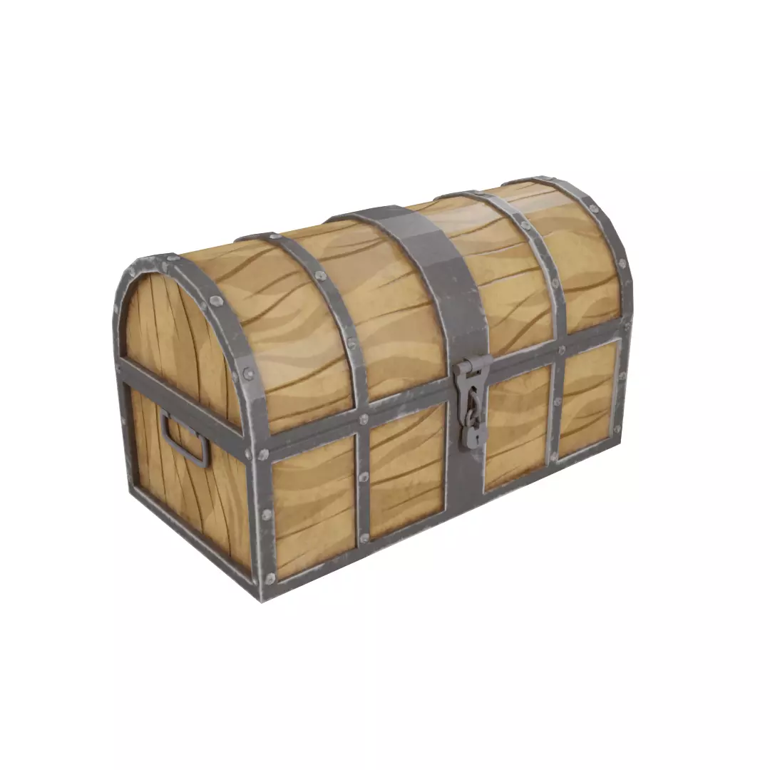 Chest low-poly 3d model wooden treasure Free low-poly 3D model