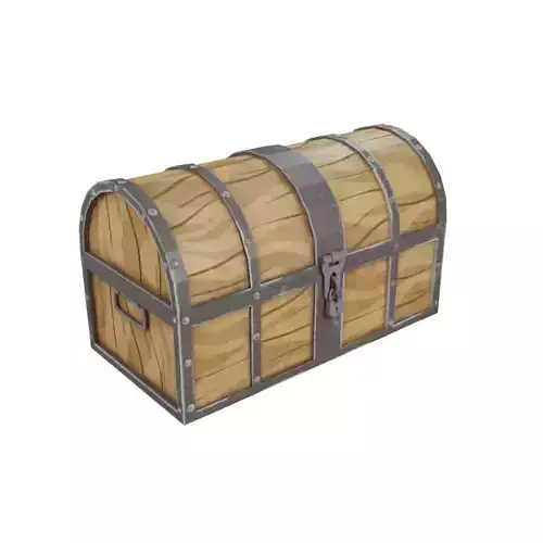 Chest low-poly 3d model wooden treasure
