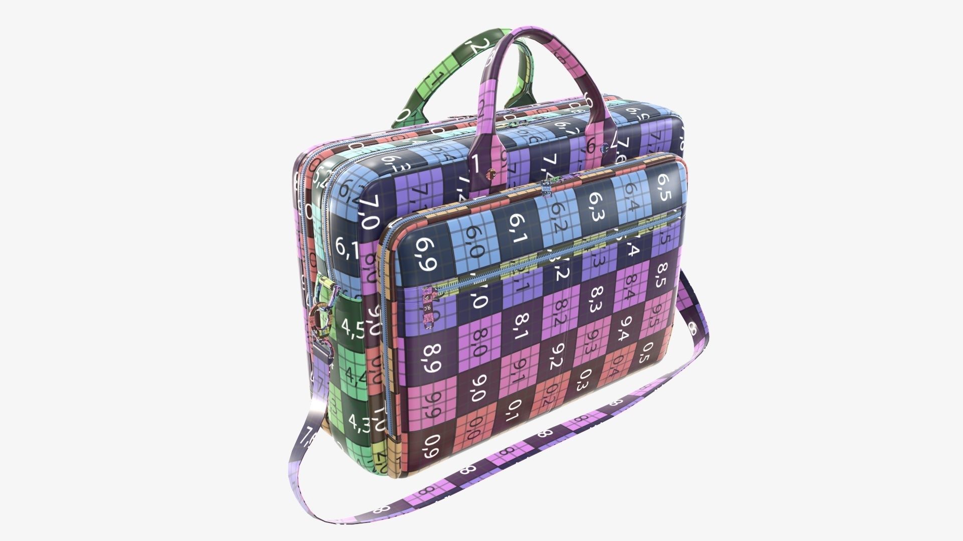 Leather laptop briefcase shoulder bag travel handbag 02 3D model_12