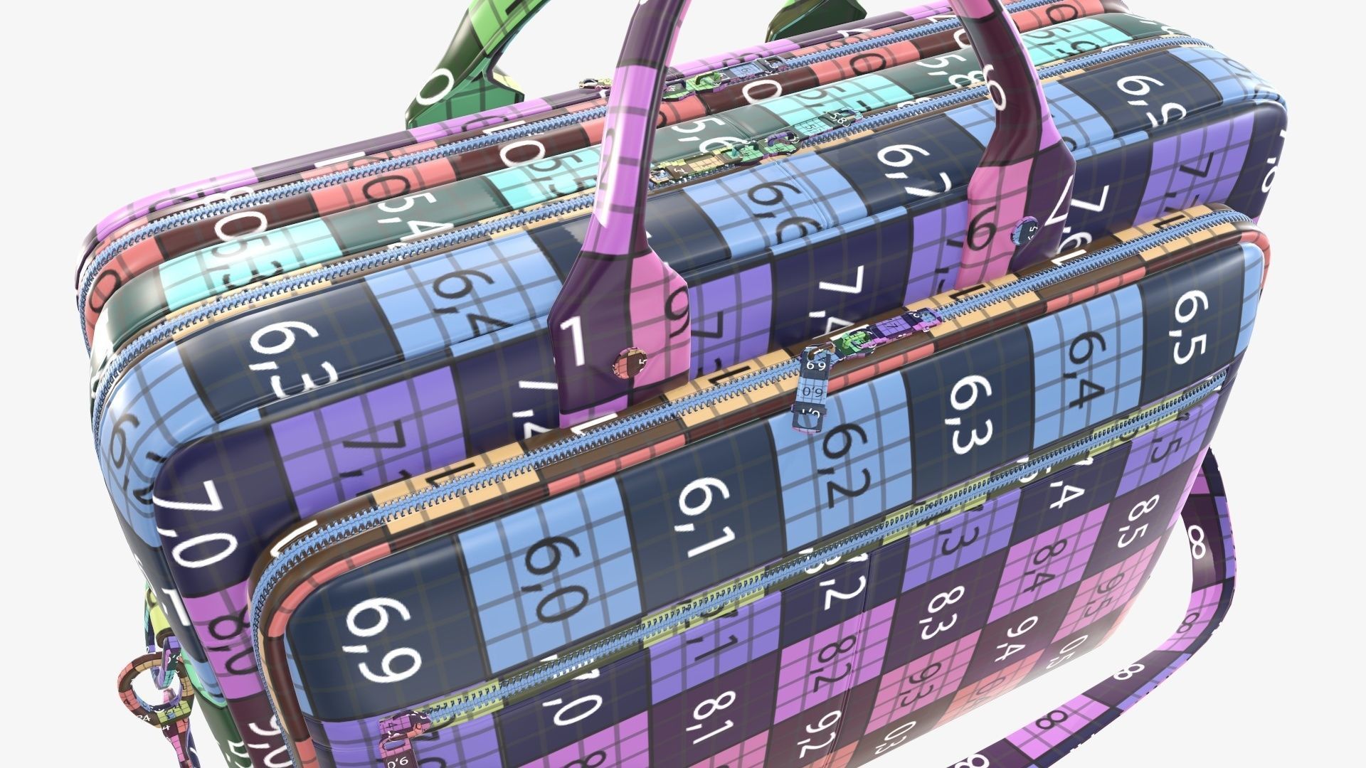 Leather laptop briefcase shoulder bag travel handbag 02 3D model_17