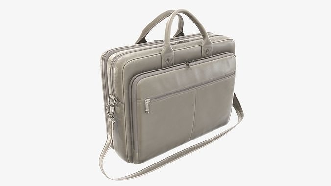 Leather laptop briefcase shoulder bag travel handbag 02 3D model