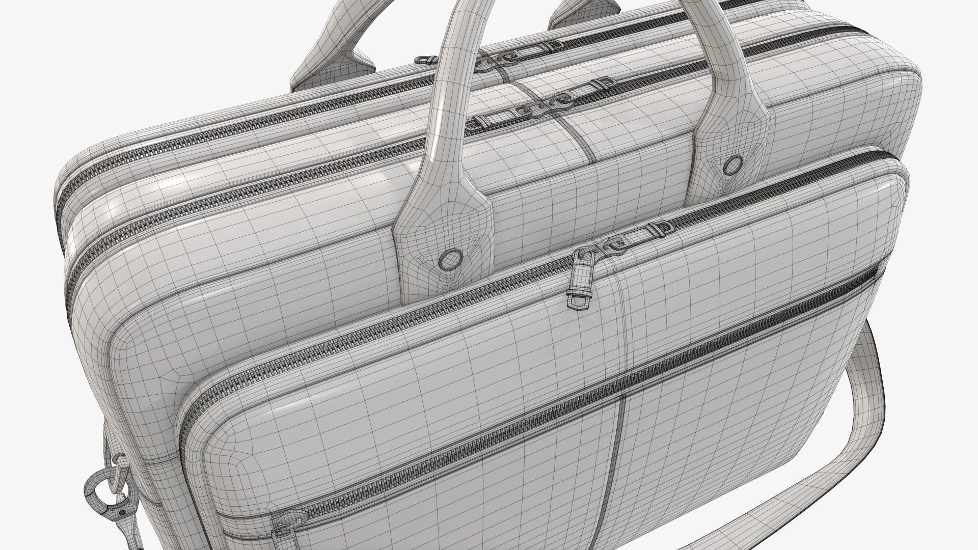 Leather laptop briefcase shoulder bag travel handbag 02 3D model_11