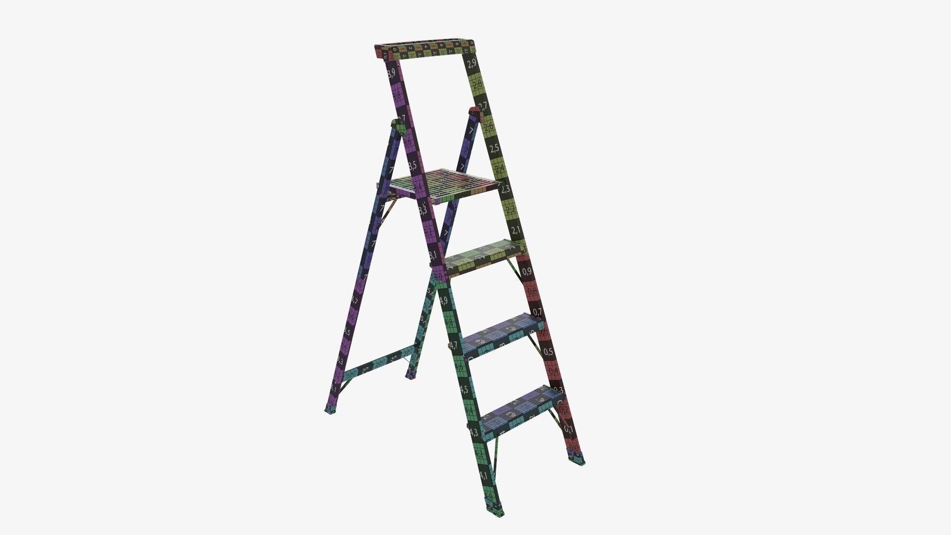 Foldable lightweight stepladder 3D model_16