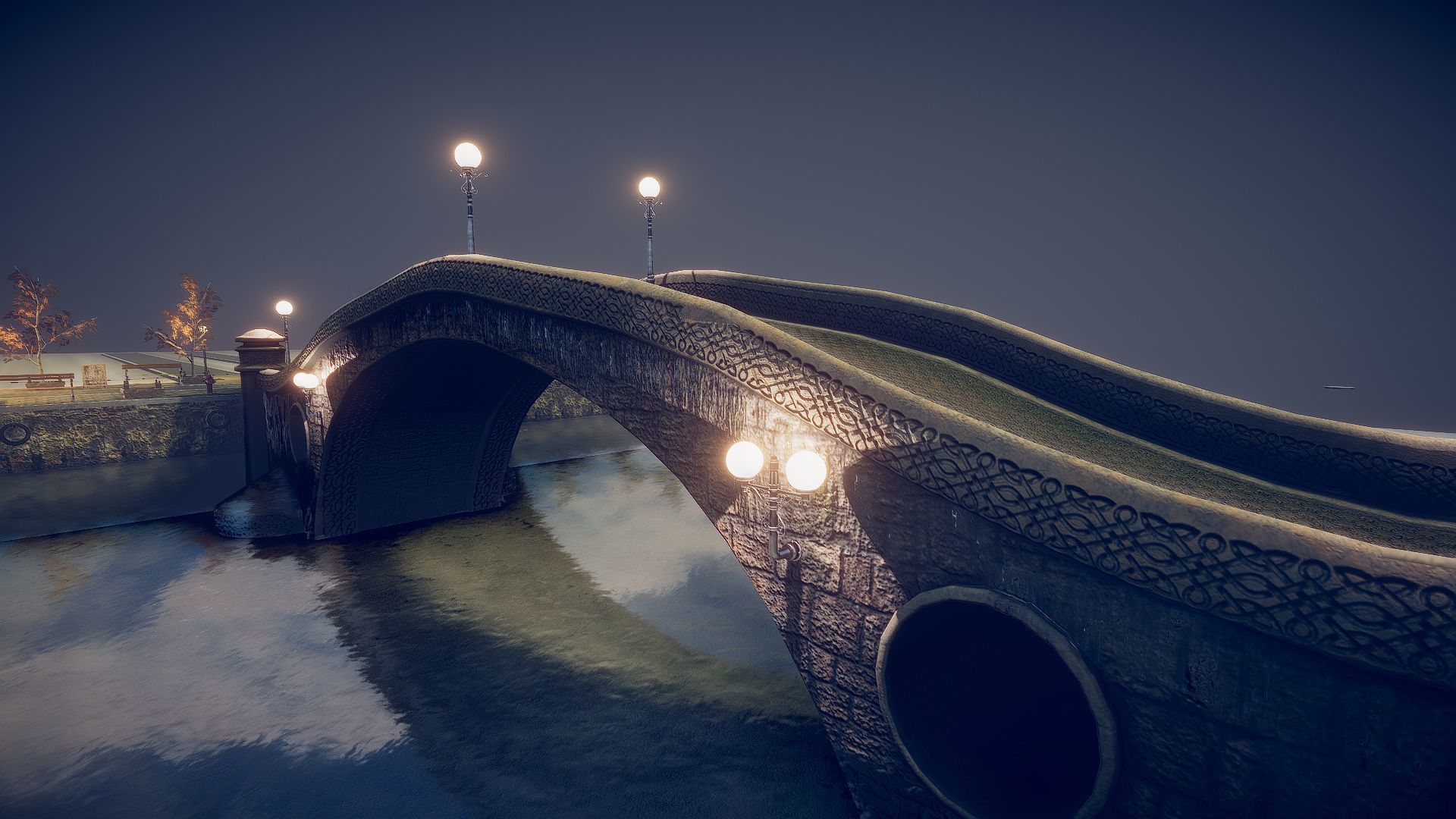 Bridge 2 stone in water Low-poly 3D model_11