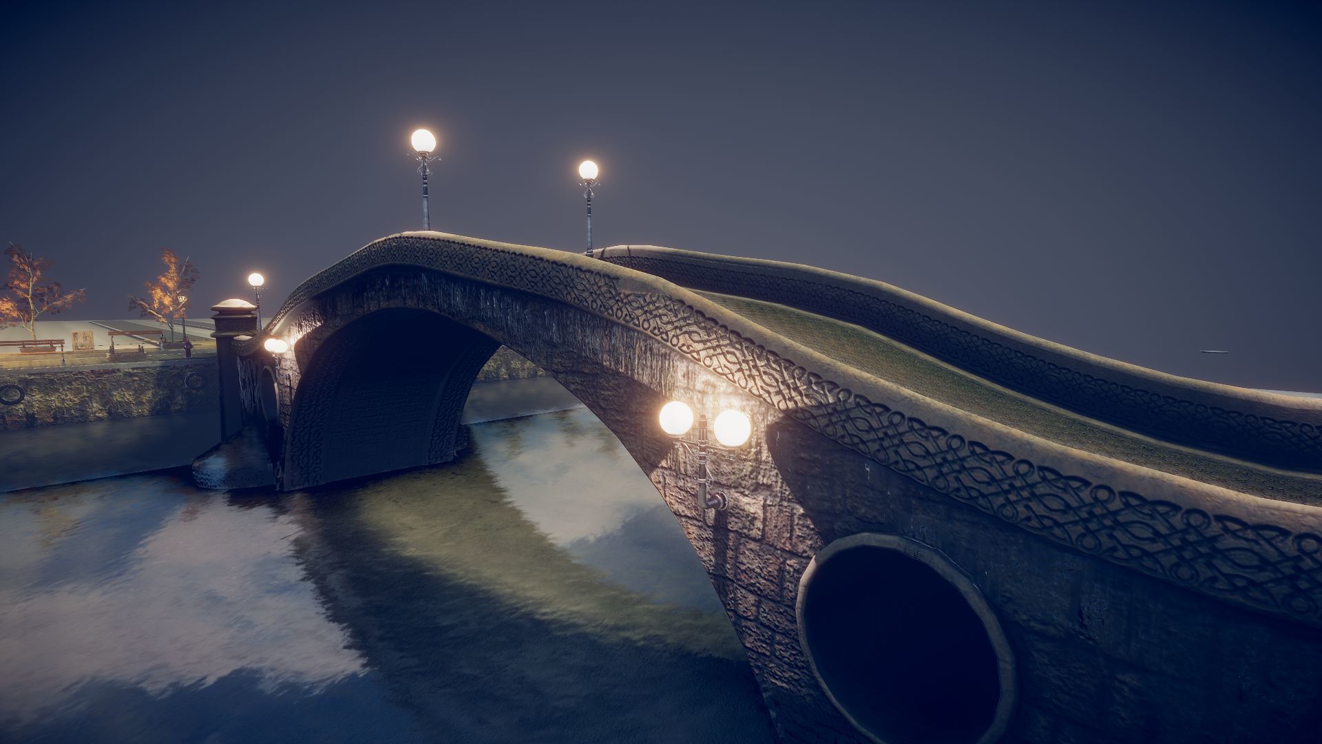 Bridge 2 stone in water Low-poly 3D model_7