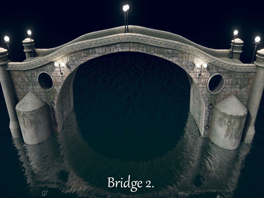 Bridge 2 stone in water Low-poly 3D model_12