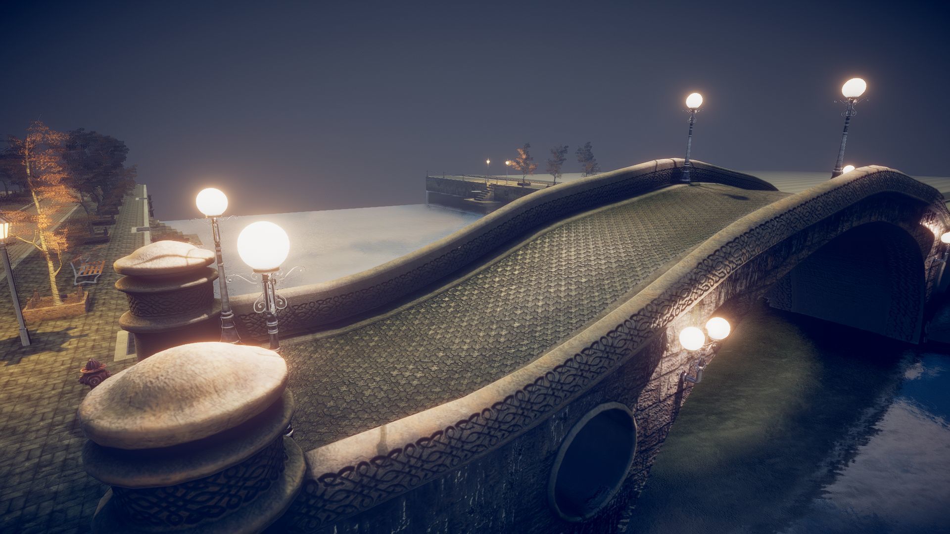 Bridge 2 stone in water Low-poly 3D model_8