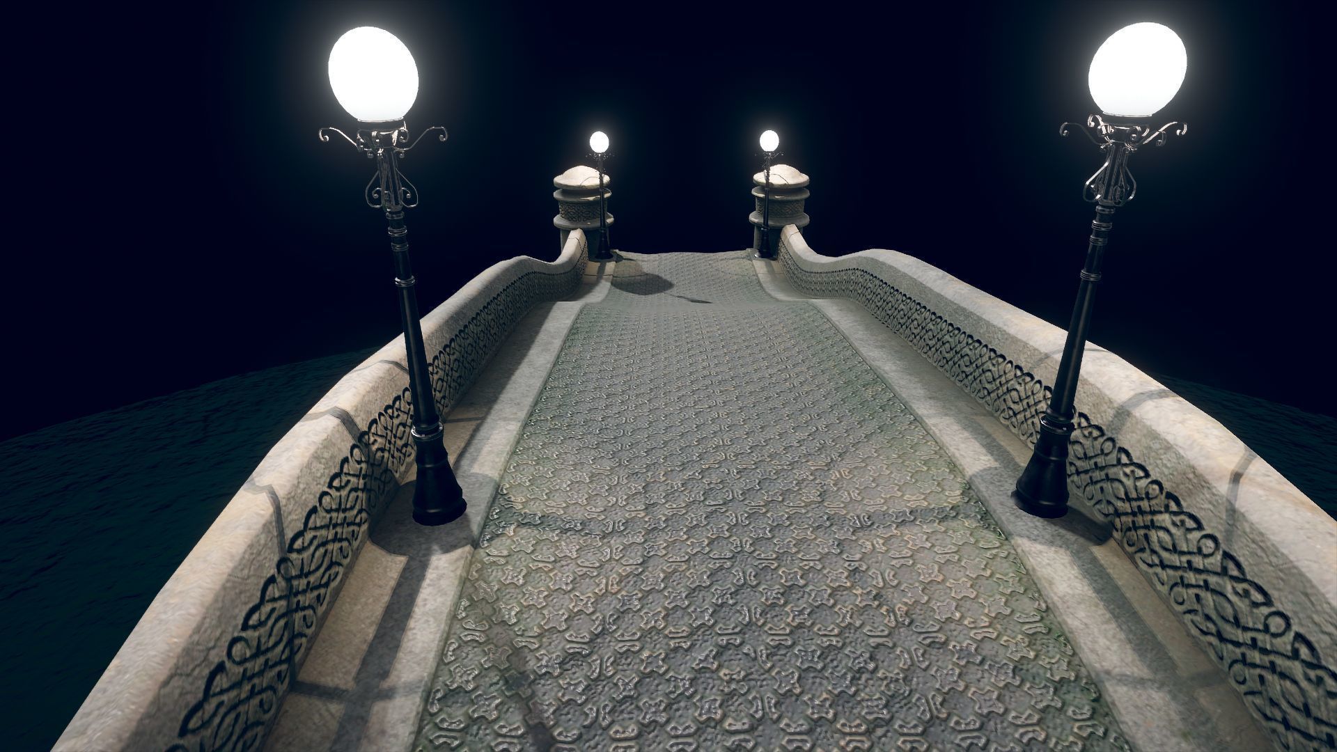 Bridge 2 stone in water Low-poly 3D model_3