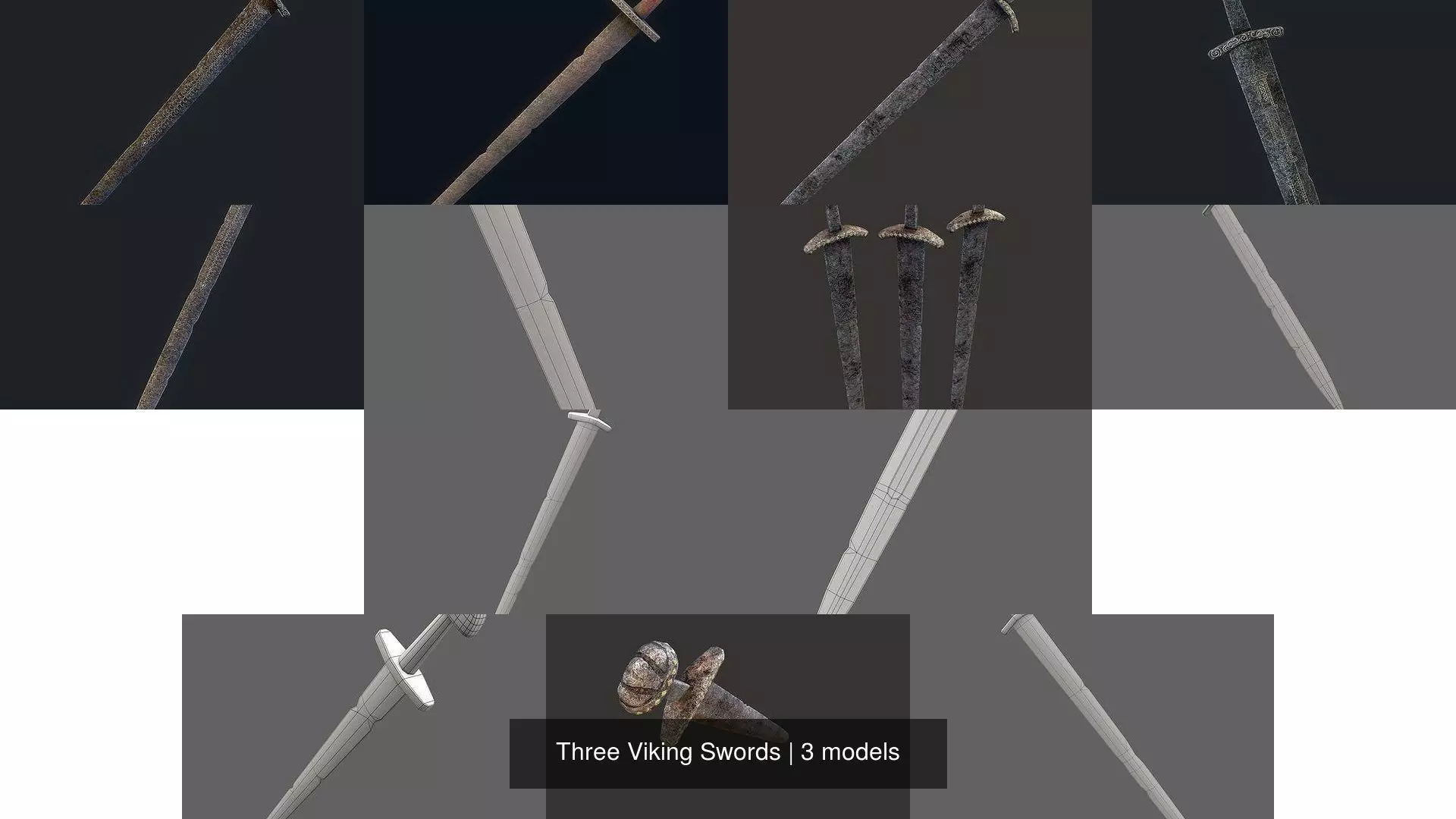 Three Viking Swords 3D Model Collection_4