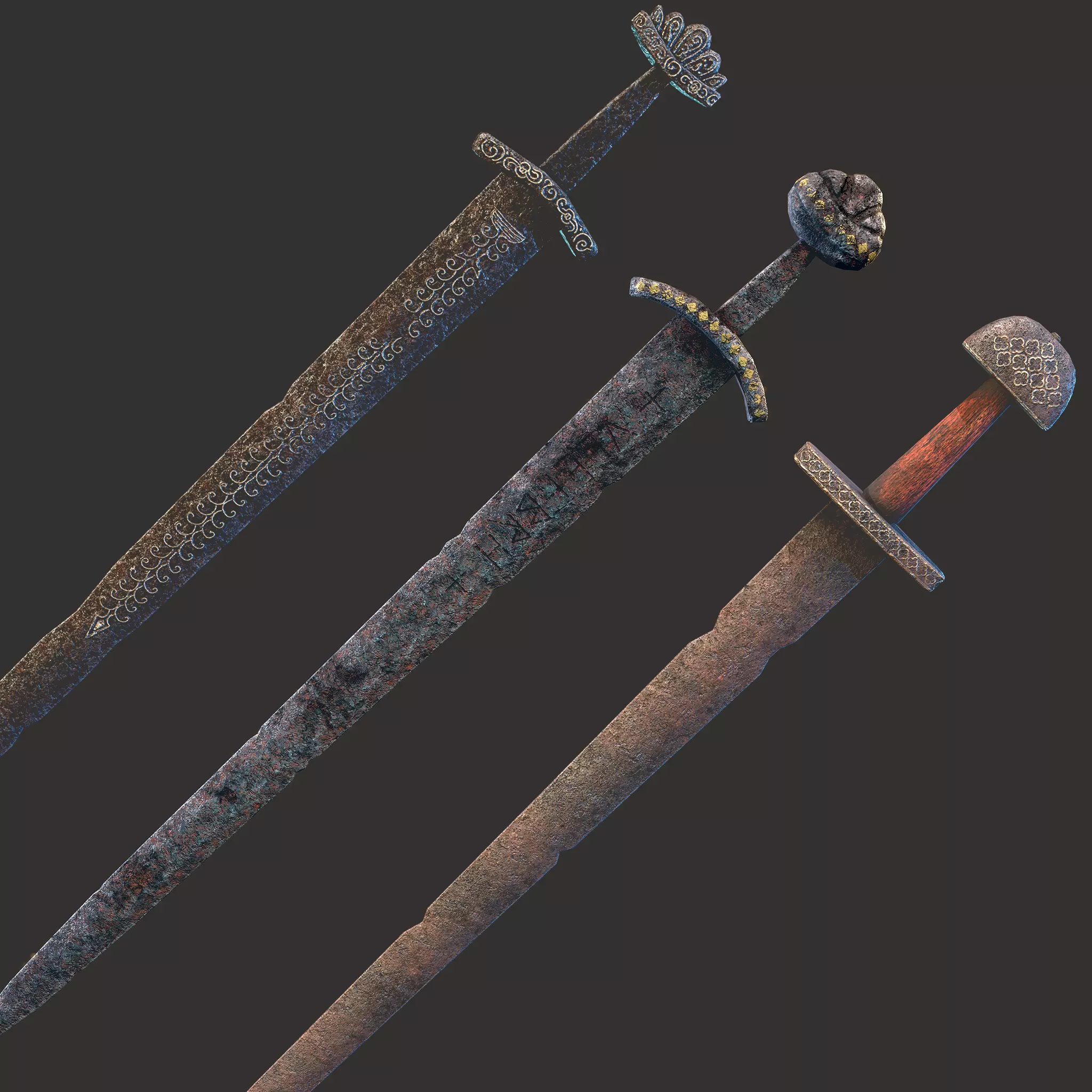 Three Viking Swords 3D Model Collection_0
