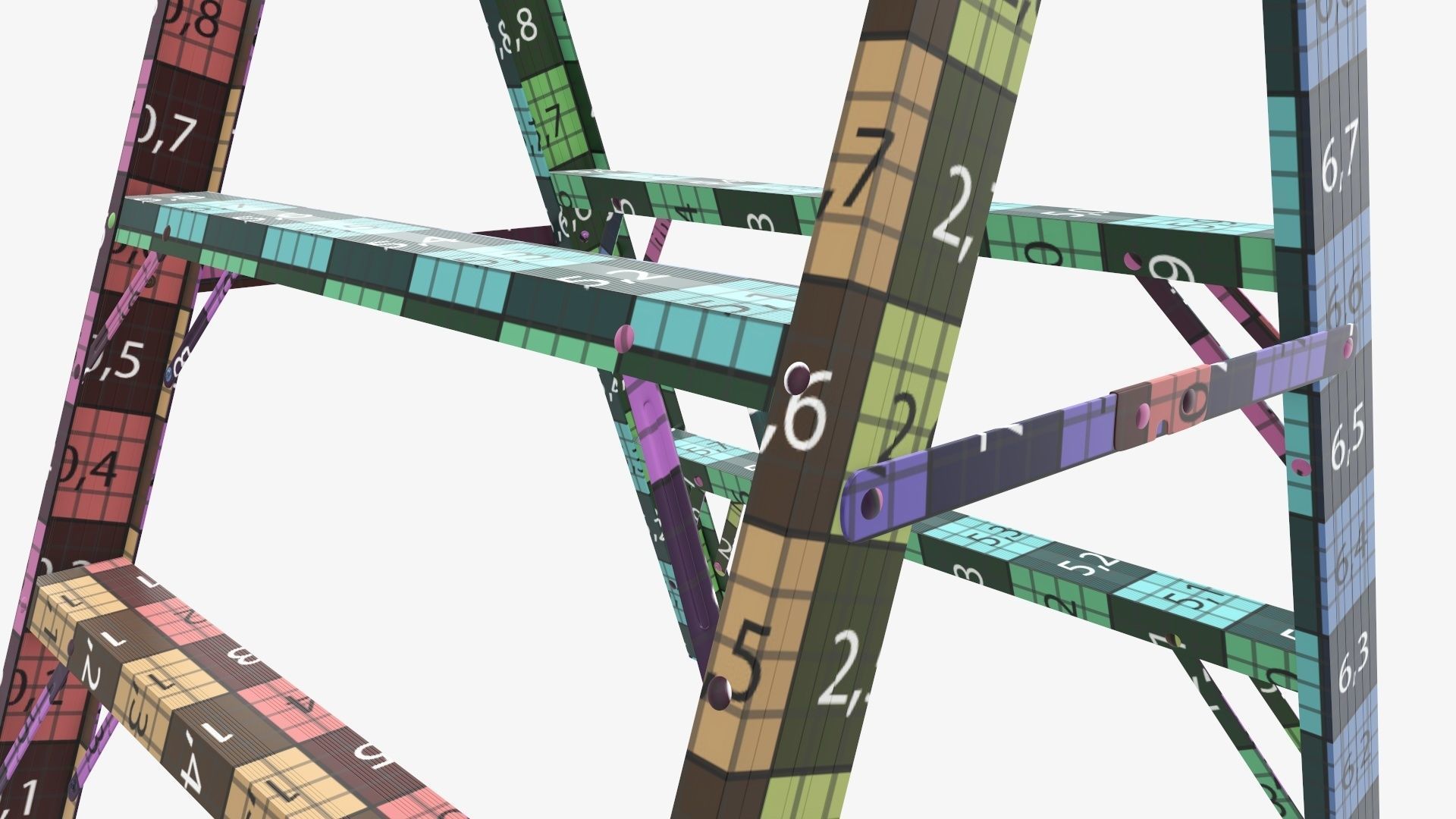 Foldable sawhorse ladder 3D model_15