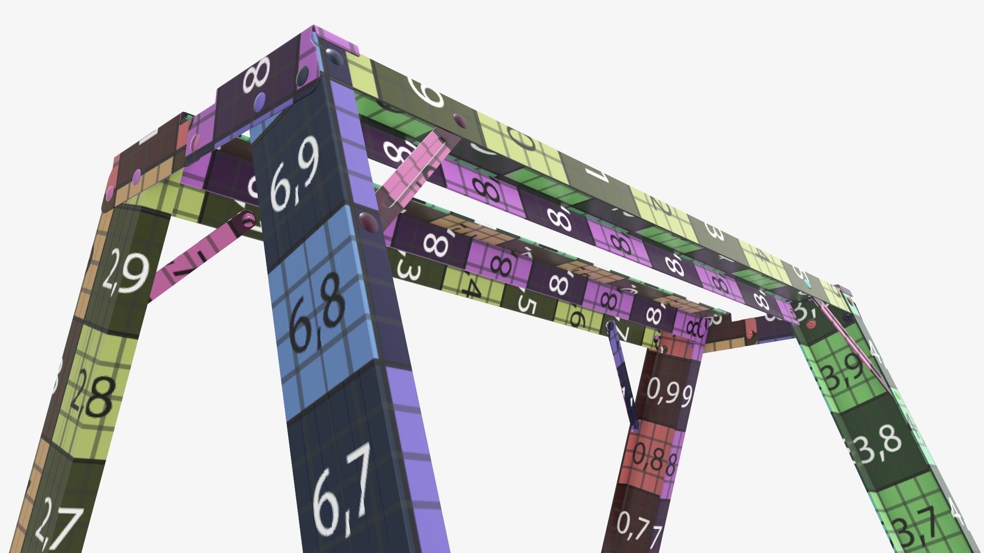 Foldable sawhorse ladder 3D model_17