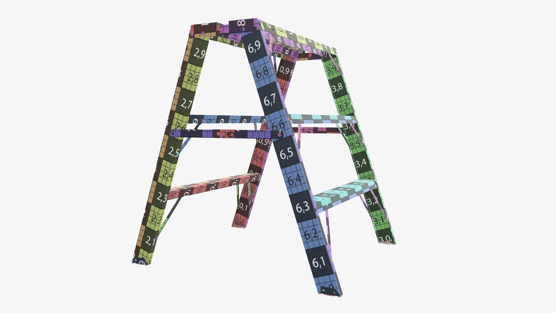 Foldable sawhorse ladder 3D model_13