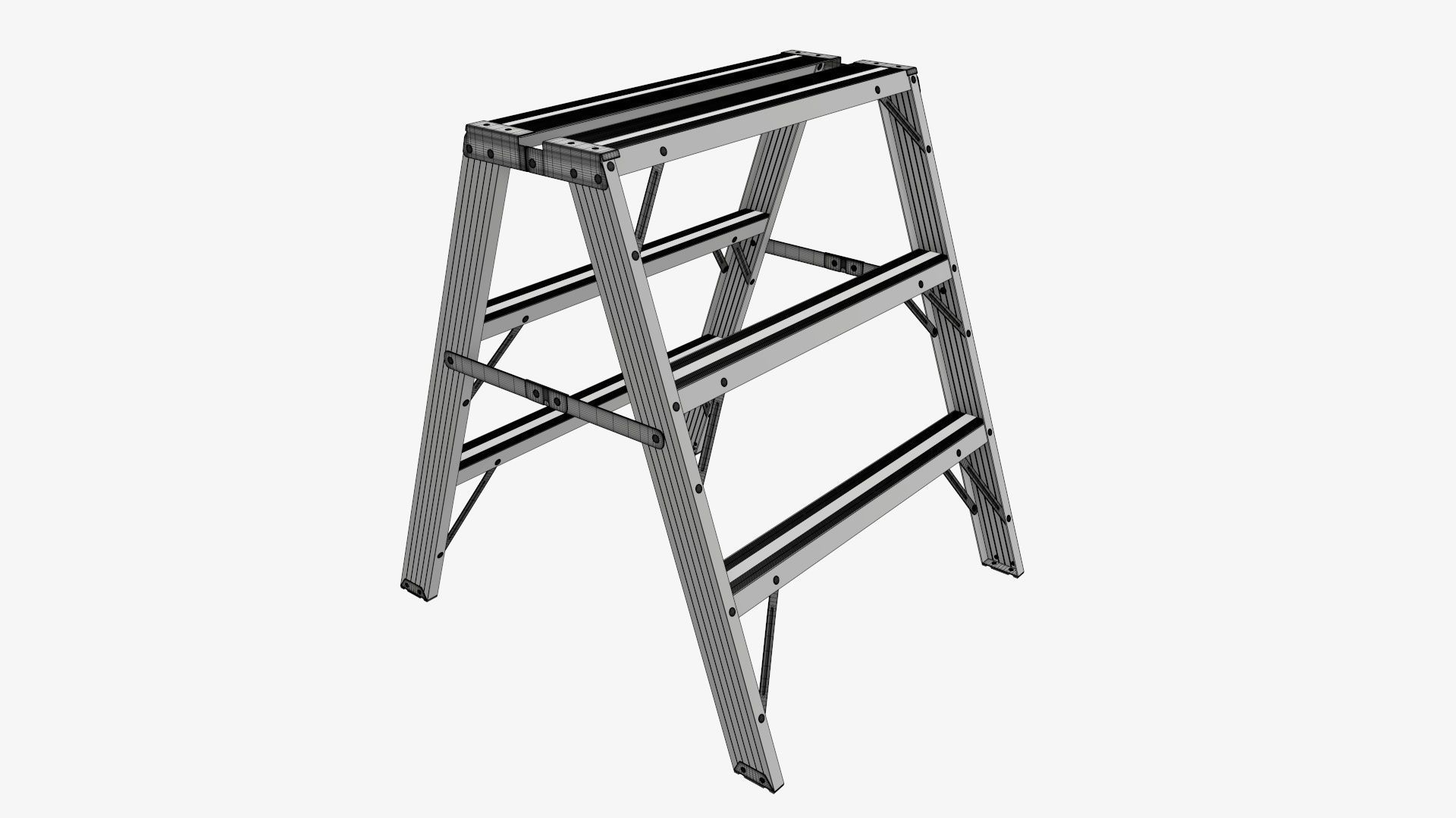 Foldable sawhorse ladder 3D model_6