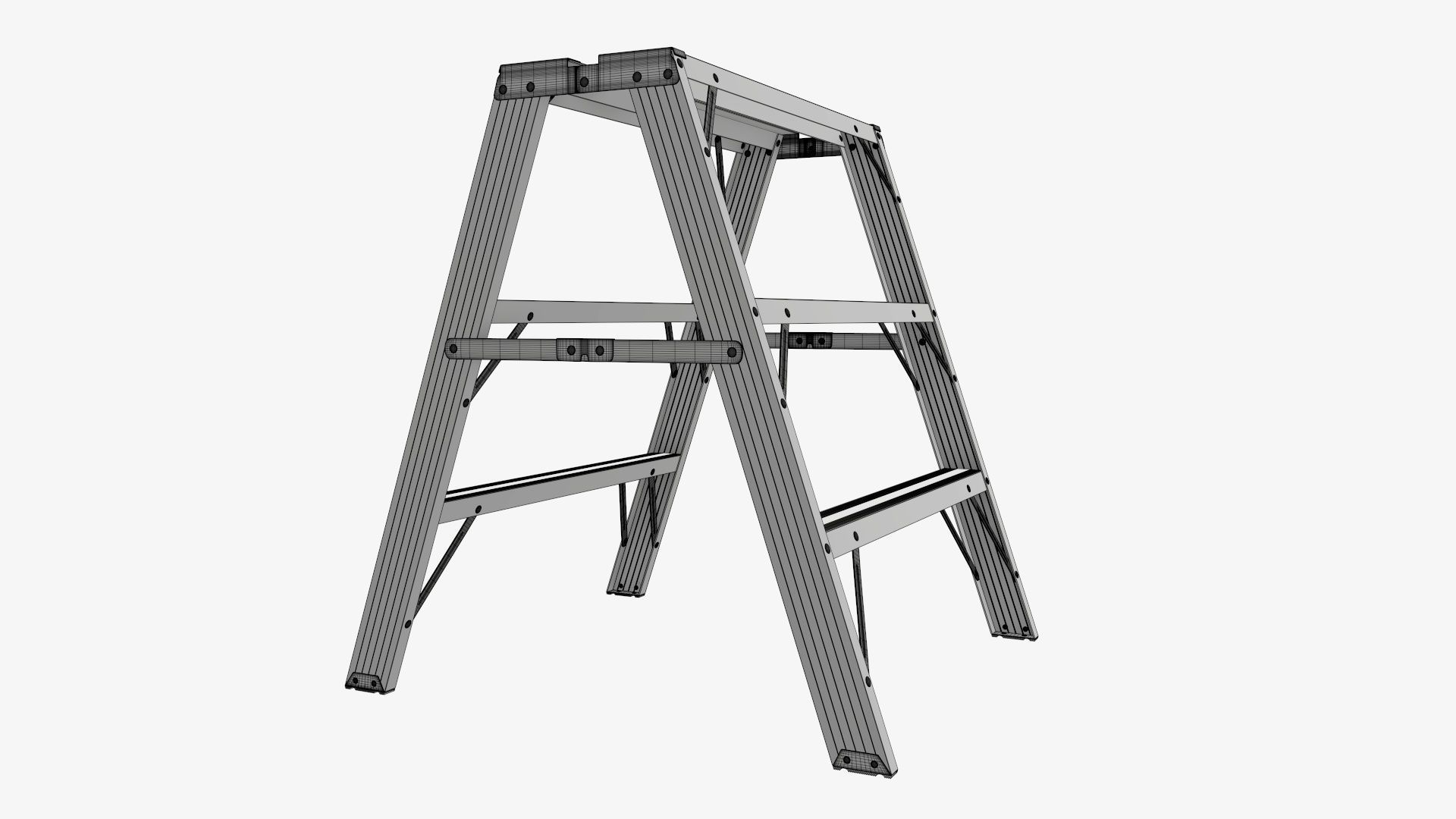 Foldable sawhorse ladder 3D model_7