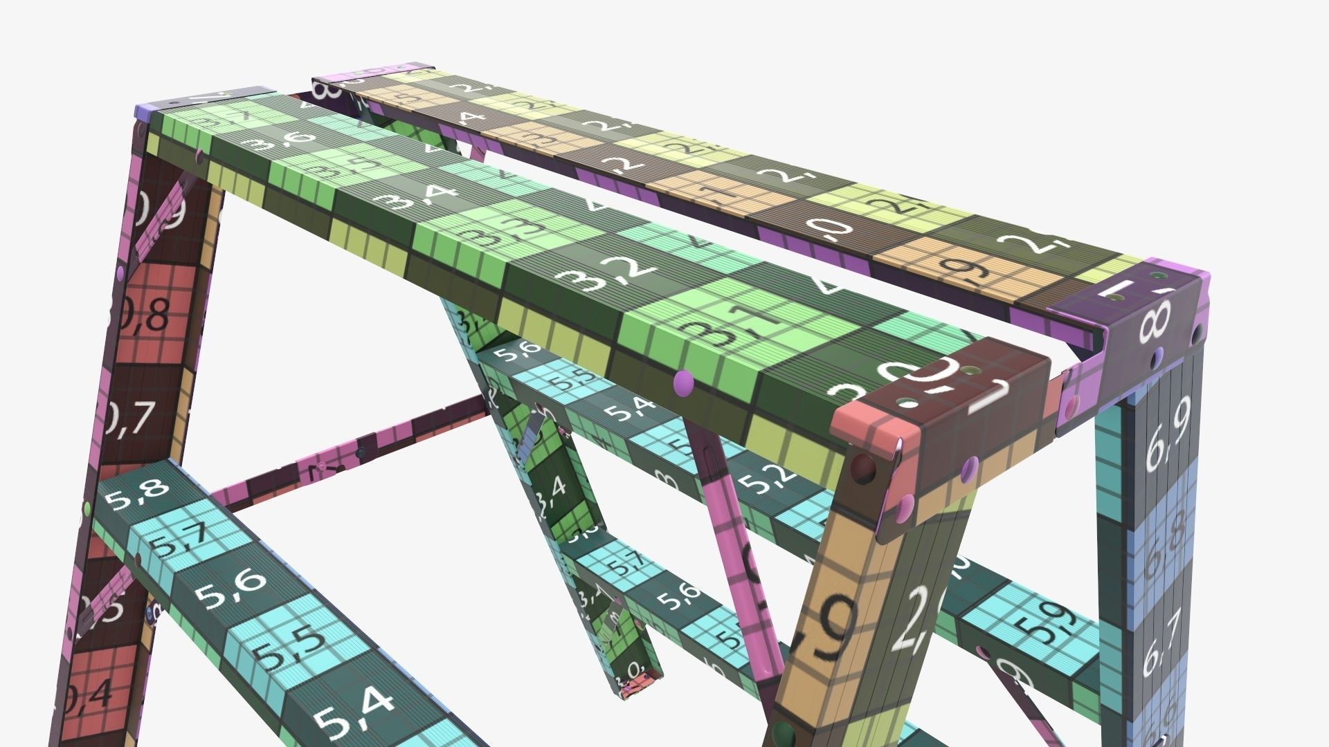 Foldable sawhorse ladder 3D model_16