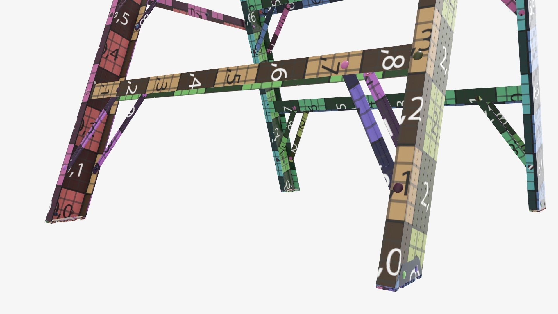 Foldable sawhorse ladder 3D model_14