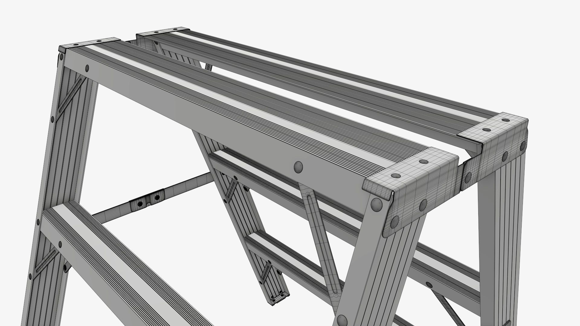 Foldable sawhorse ladder 3D model_10