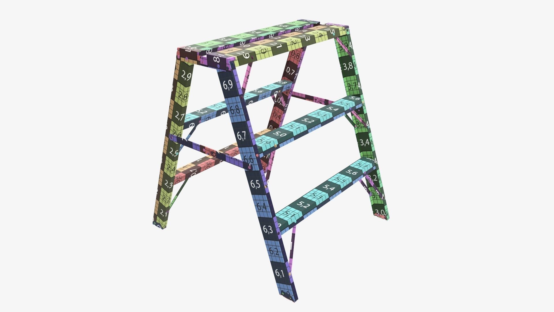 Foldable sawhorse ladder 3D model_12