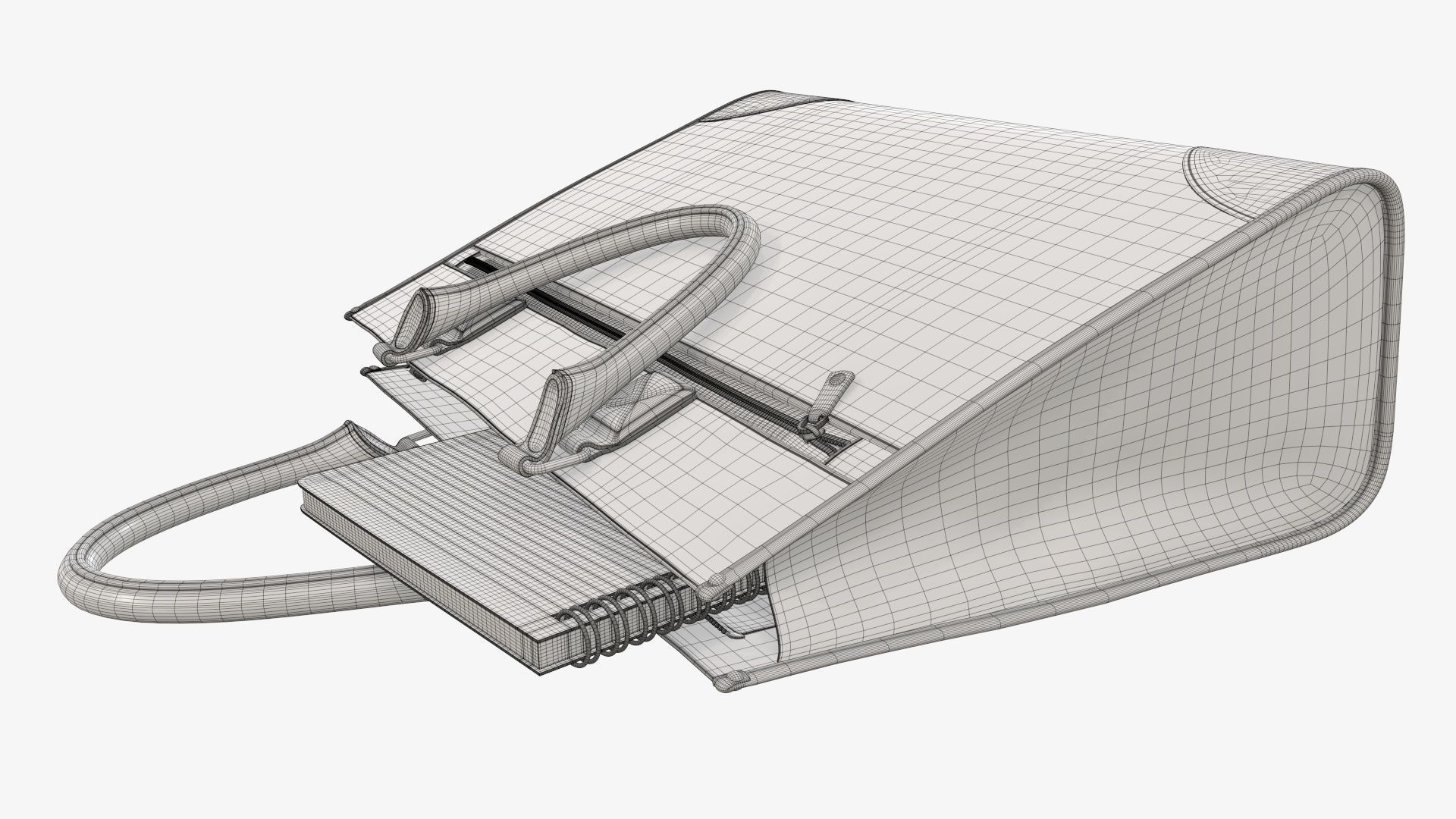 Woman briefcase handbag travel bag on ground 3D model_10