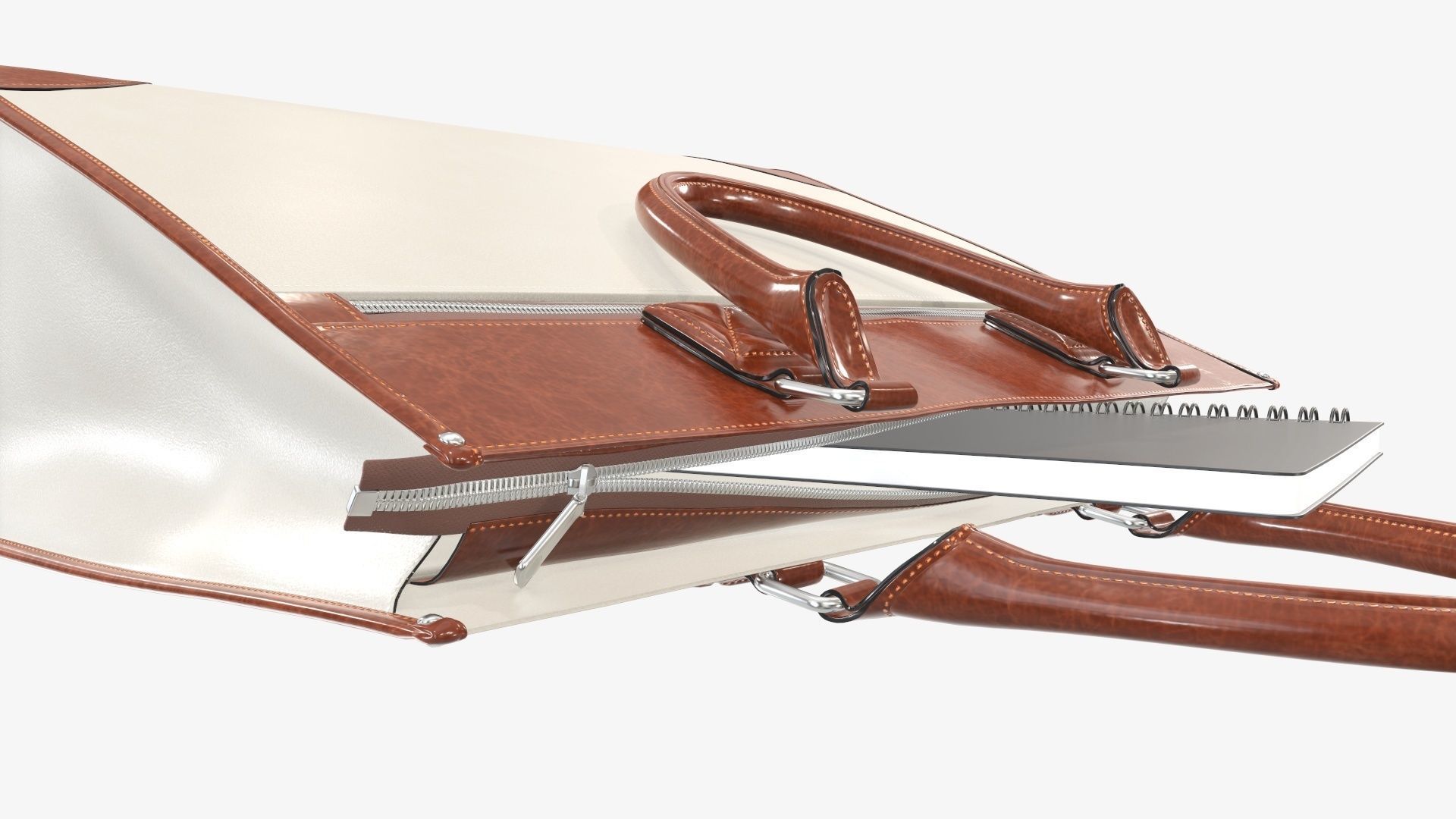 Woman briefcase handbag travel bag on ground 3D model_7