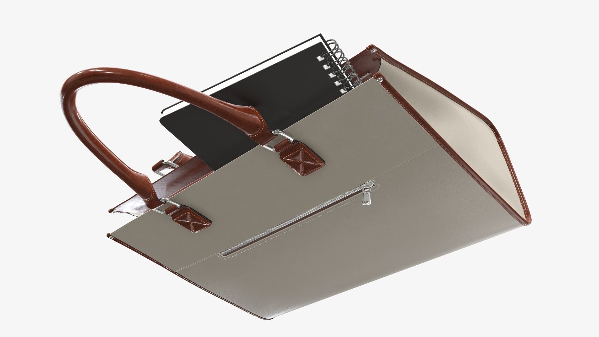 Woman briefcase handbag travel bag on ground 3D model_4