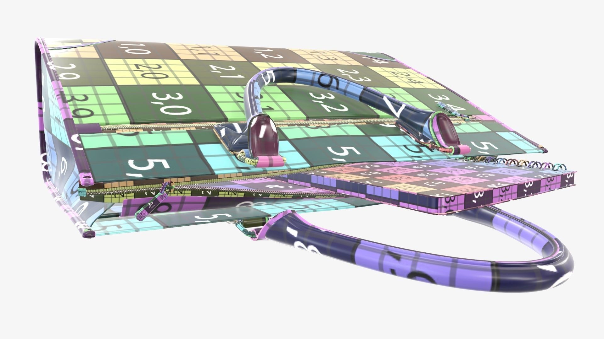 Woman briefcase handbag travel bag on ground 3D model_17