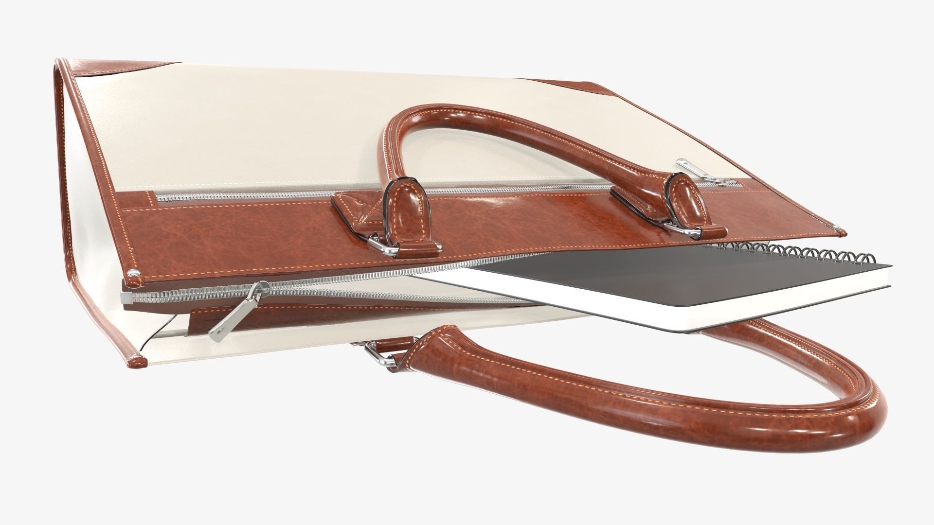 Woman briefcase handbag travel bag on ground 3D model_1