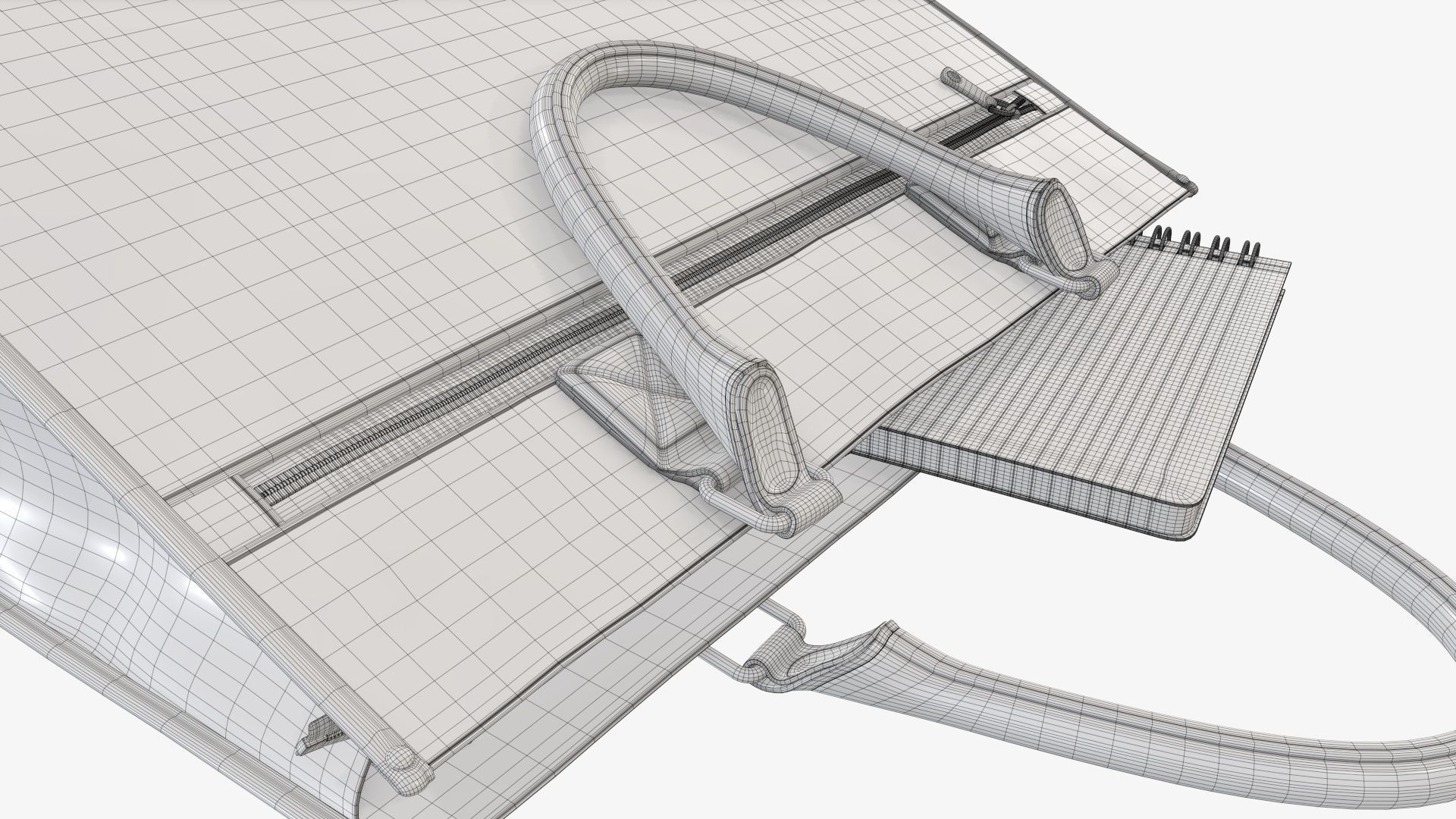 Woman briefcase handbag travel bag on ground 3D model_14