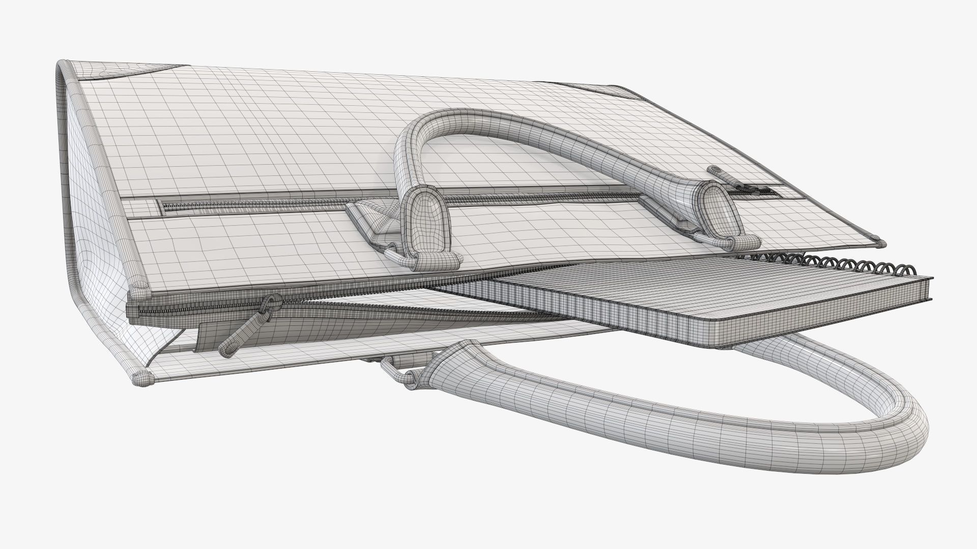 Woman briefcase handbag travel bag on ground 3D model_9