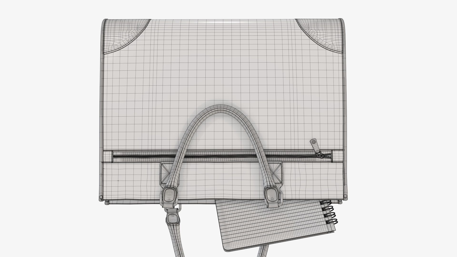 Woman briefcase handbag travel bag on ground 3D model_13