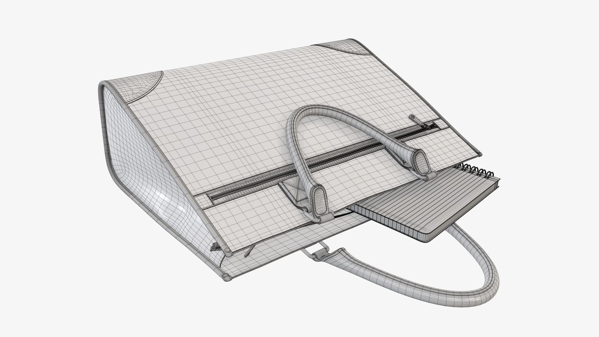 Woman briefcase handbag travel bag on ground 3D model_8