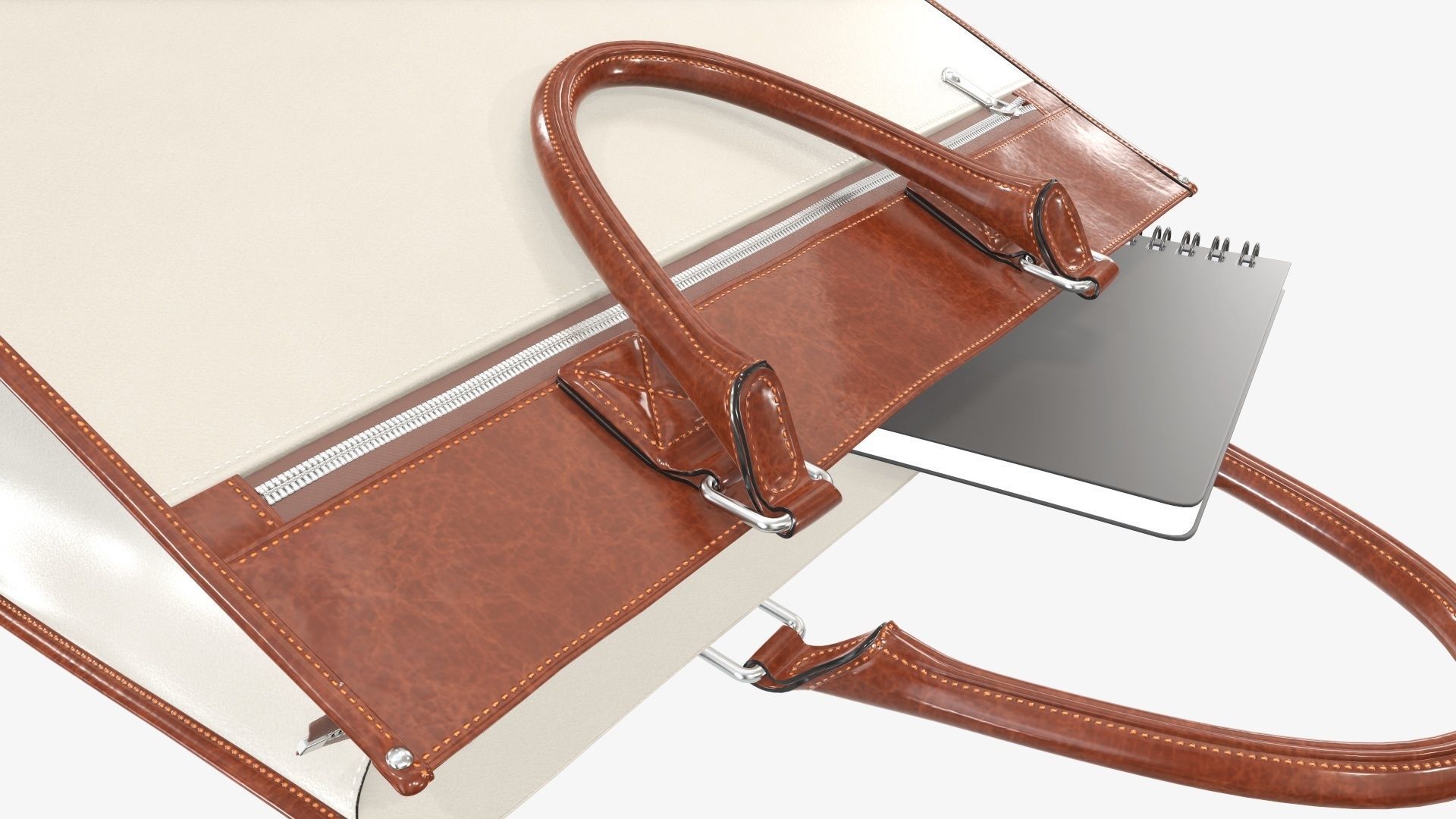 Woman briefcase handbag travel bag on ground 3D model_6