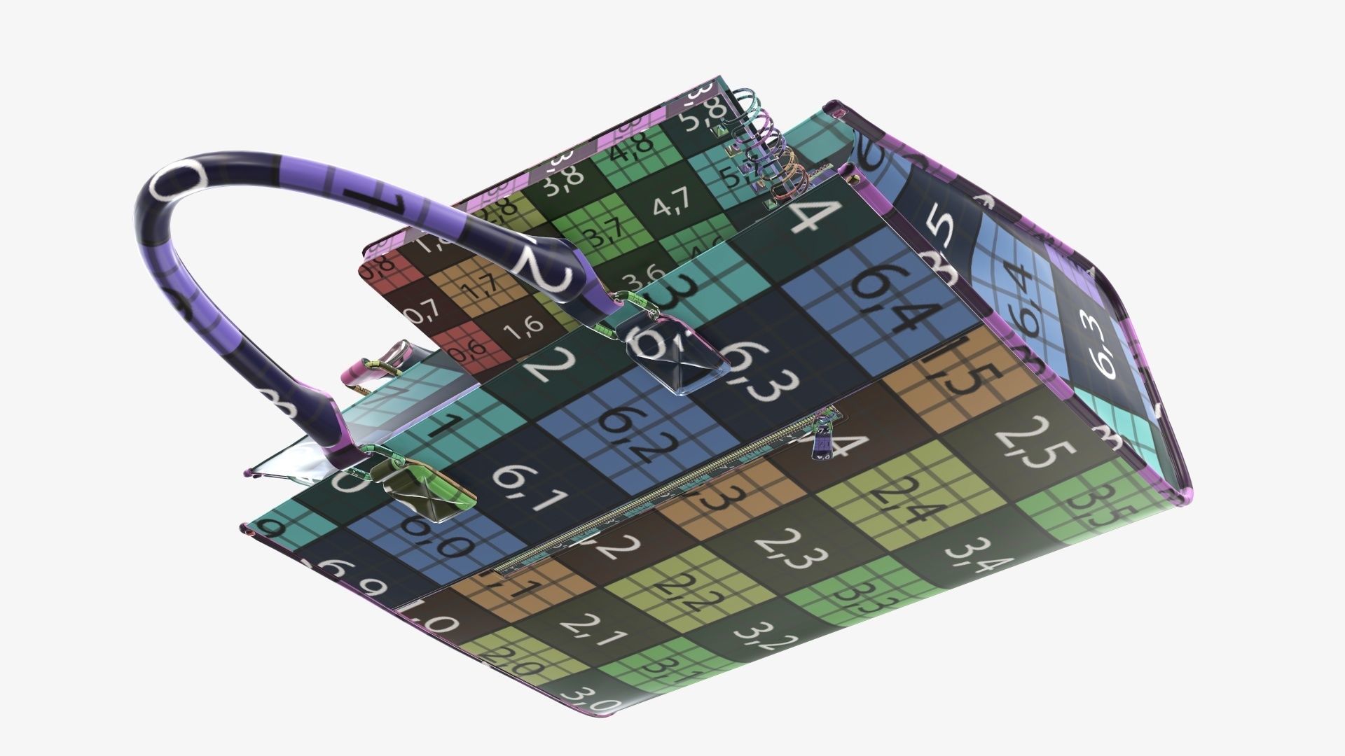 Woman briefcase handbag travel bag on ground 3D model_20