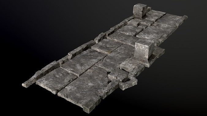 Stone path constructor 3 colours Low-poly 3D model