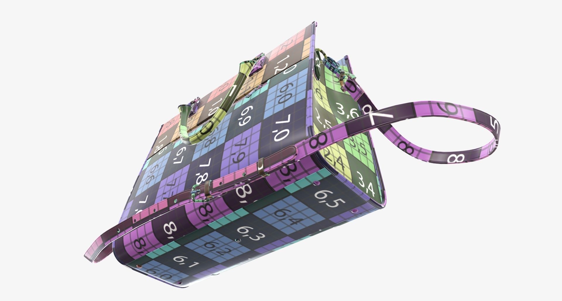 Woman briefcase shoulder travel bag handbag open 3D model_20