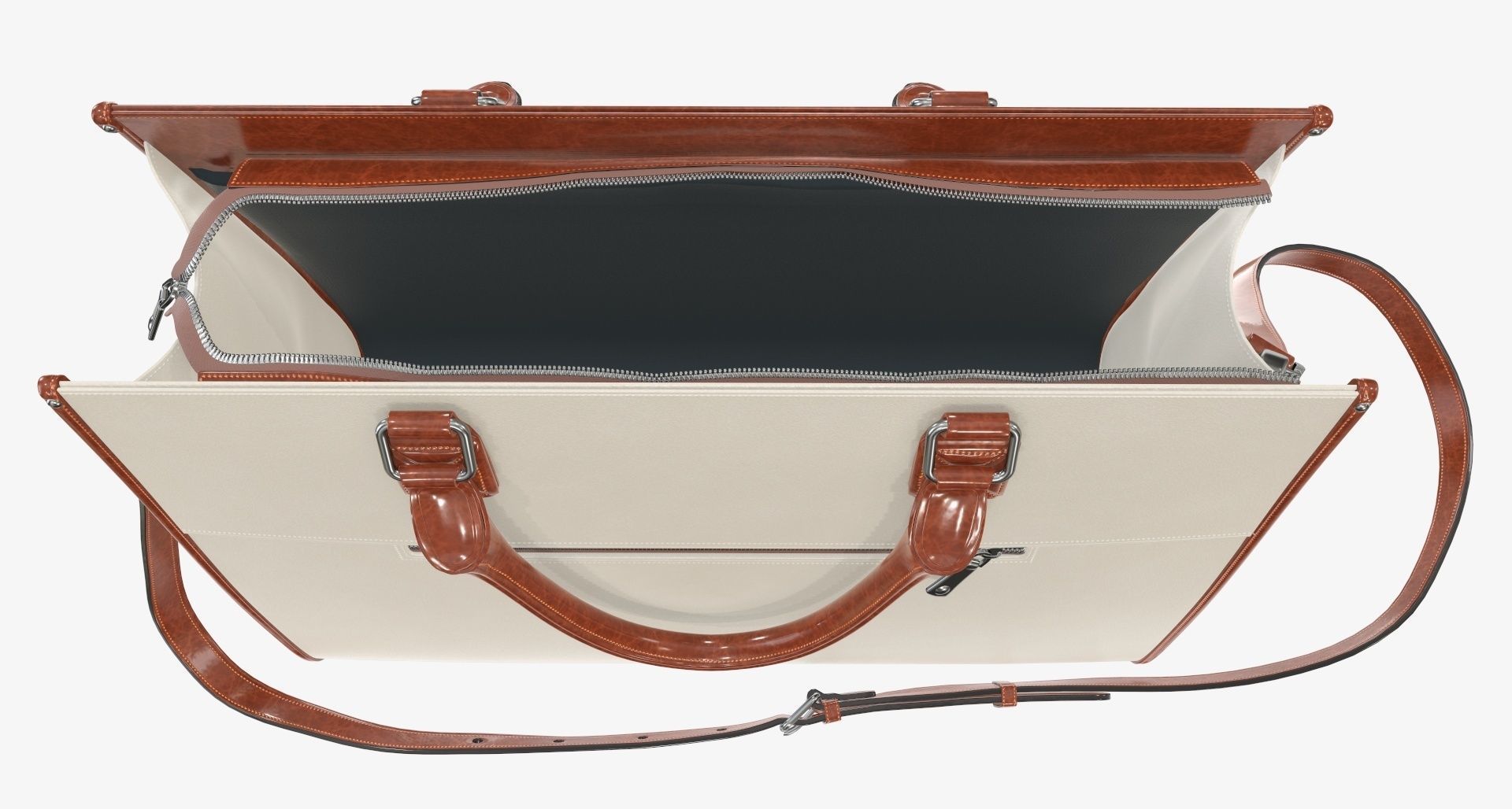 Woman briefcase shoulder travel bag handbag open 3D model_5